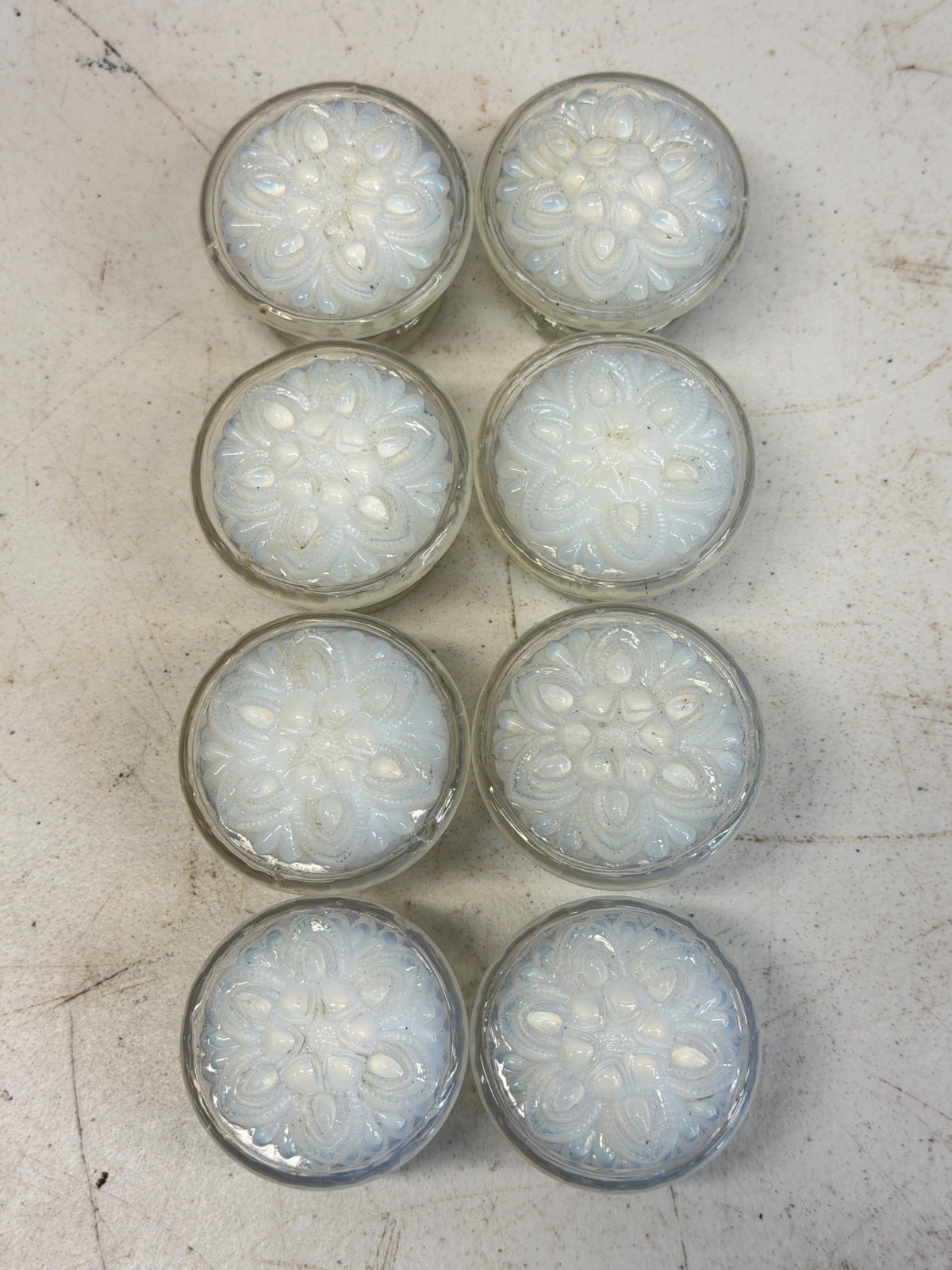 antique empire pressed glass opalescent knobs set 8 classical 1820 sheraton