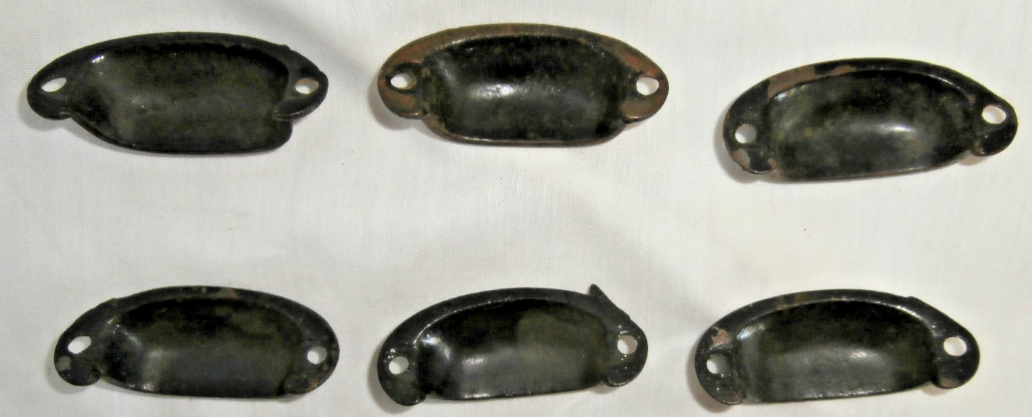 STEEL DRAWER PULLS VINTAGE STORE QUALITY – CUP STYLE BASIC BLACK – SET OF SIX