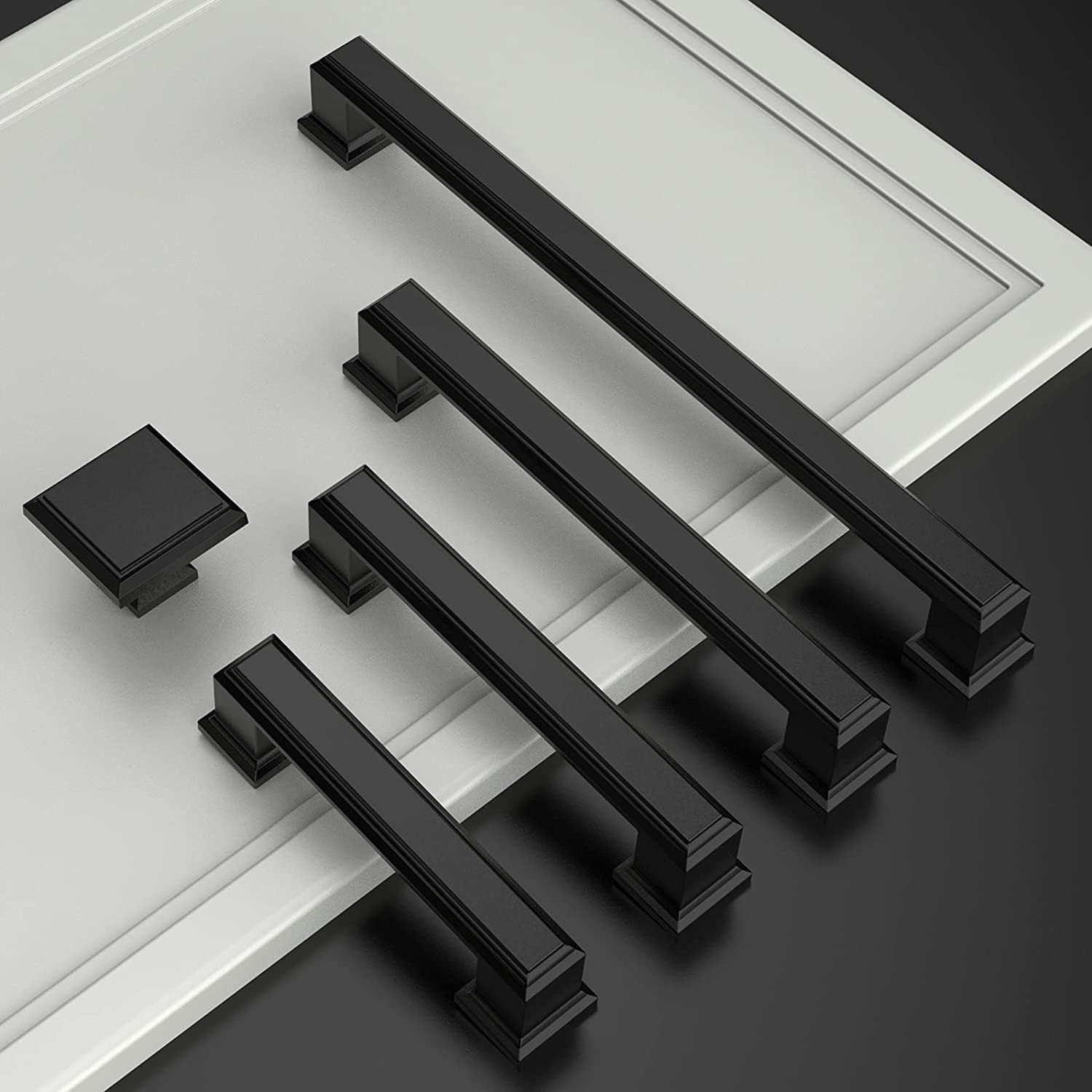 Amerdeco 10 Pack Matte Black 5 Inch128Mm Hole Centers Kitchen Cabinet Pulls
