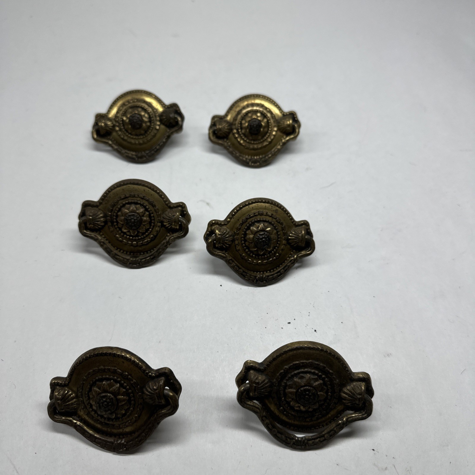Vintage Metal Drawer Pull Drop Handle Set Of 8
