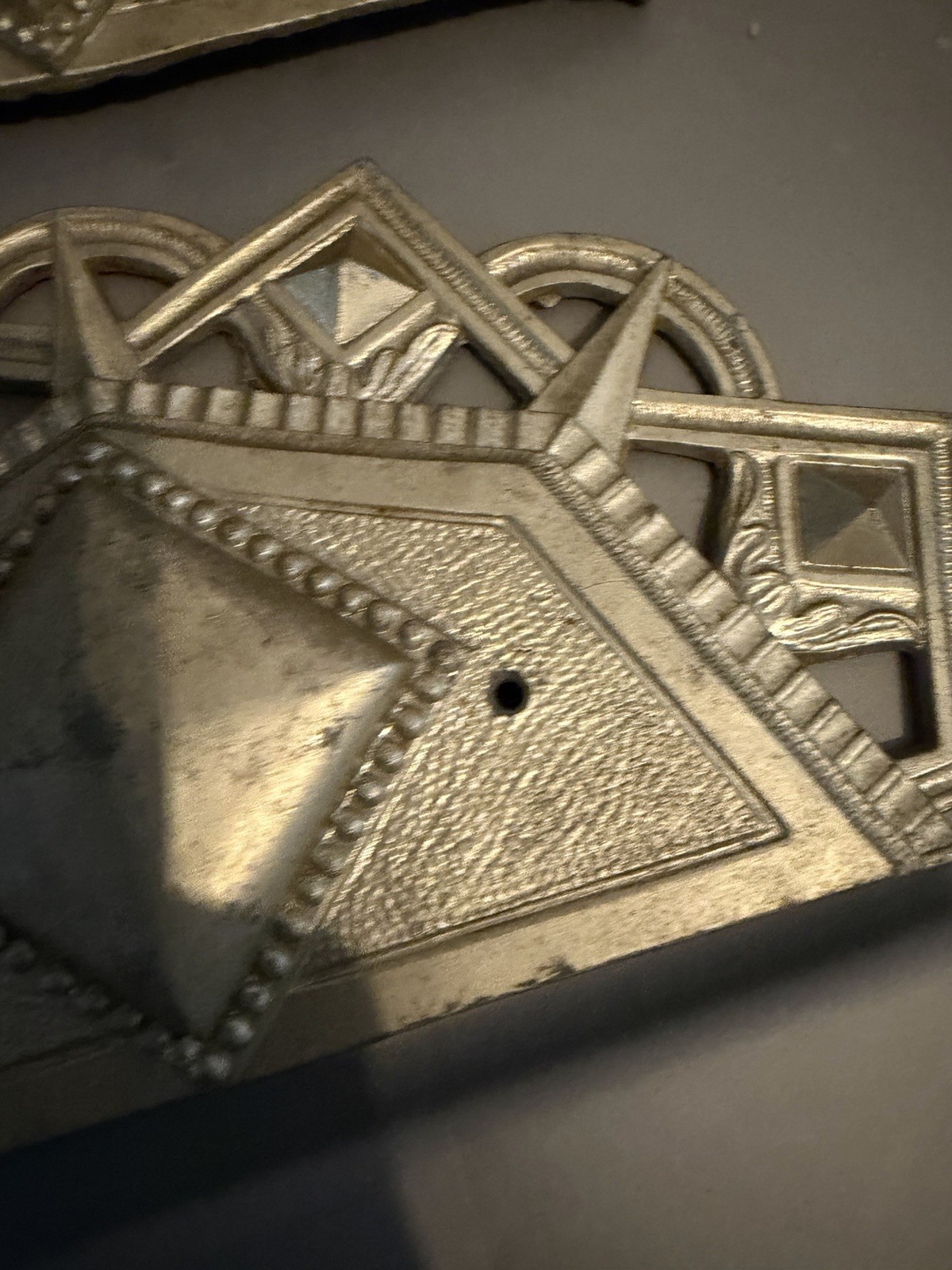 Vintage Art Deco cast metal drawer pull backplates- Vintage Art Deco. Rare