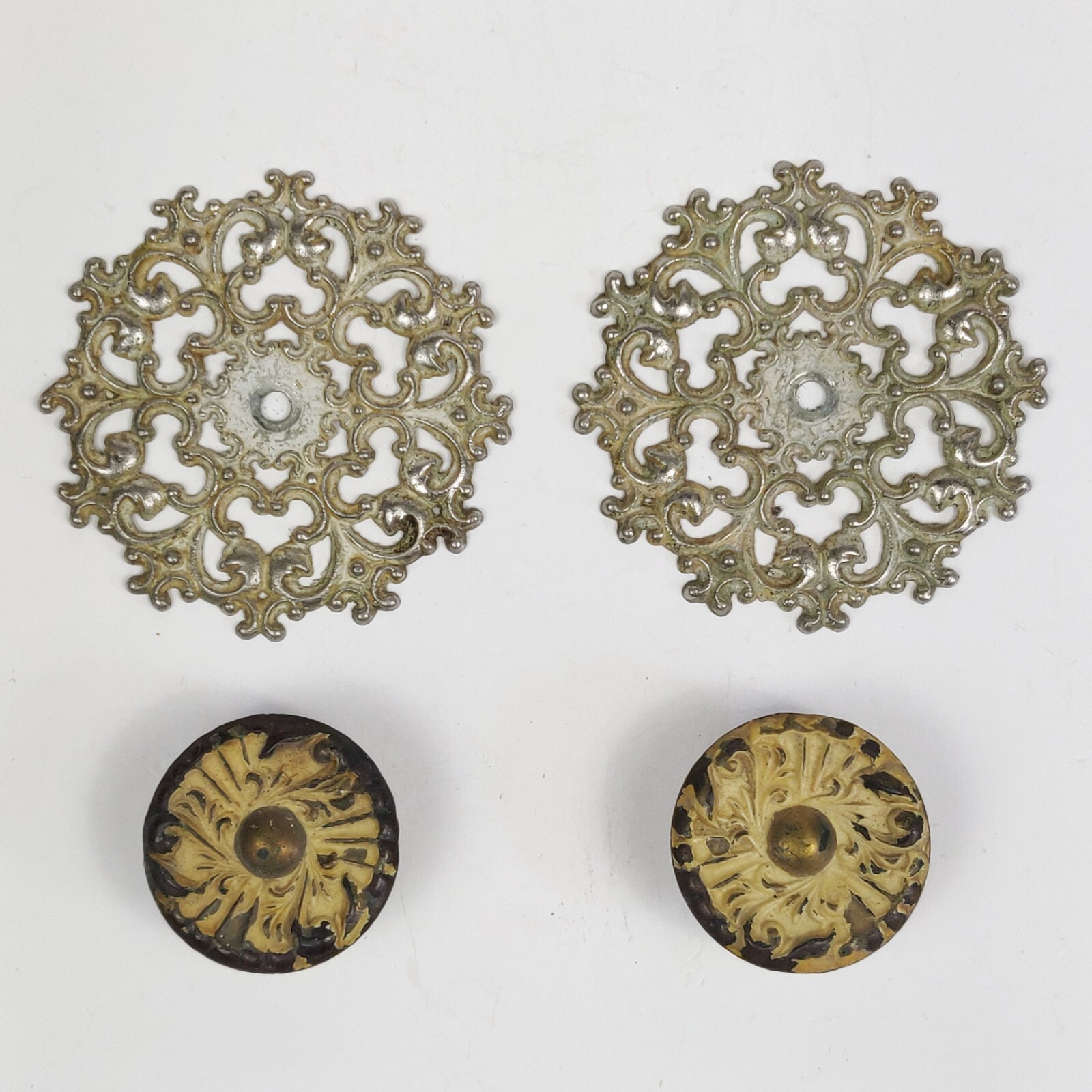 Vtg. Allison Drawer Pull Knob Ornate Backplate Escutcheon Ornate Japan Lot of 2