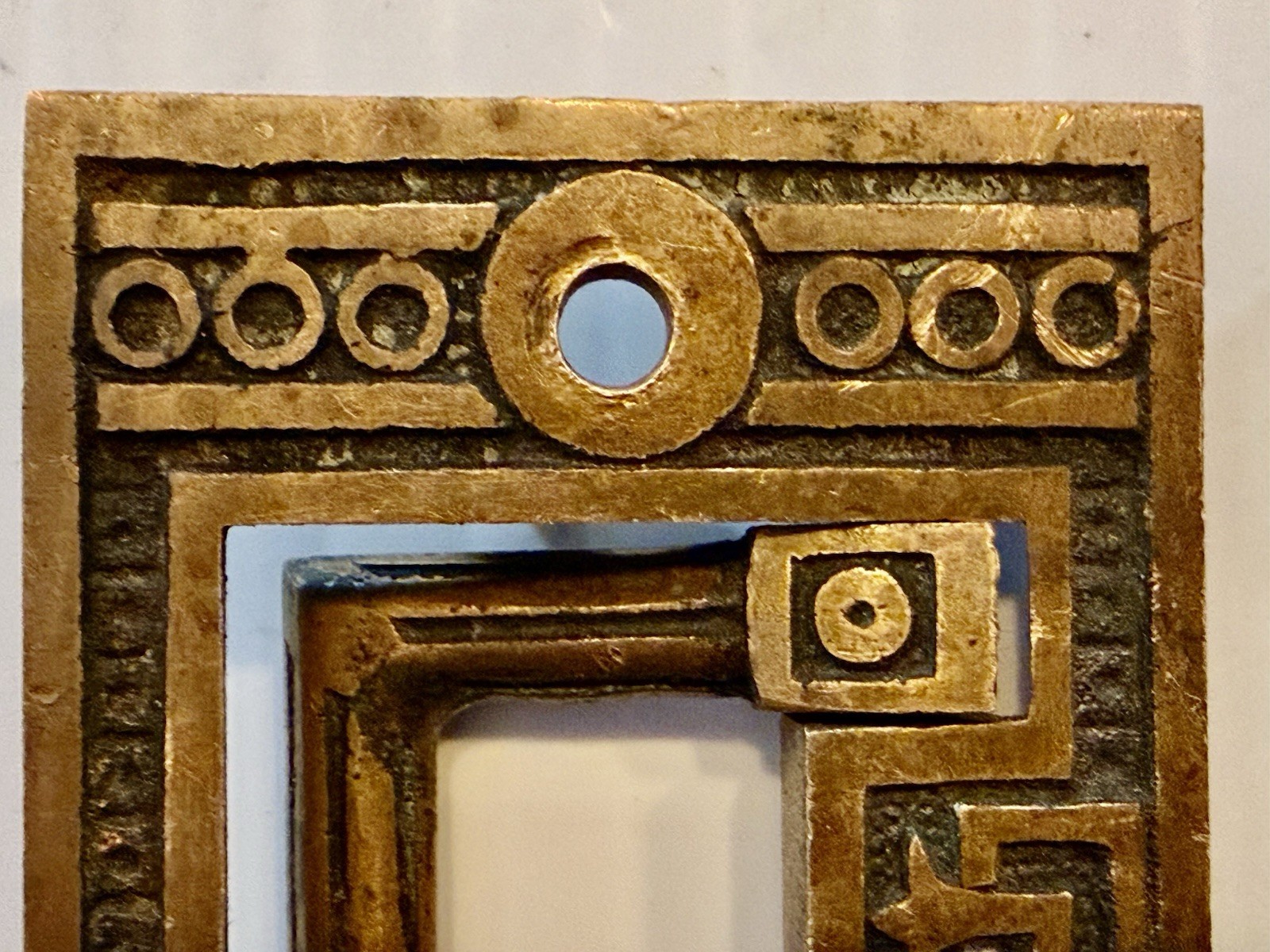 Antique 1890s Eastlake Solid Brass Pocket Door Pull Recessed Handle No Backplate