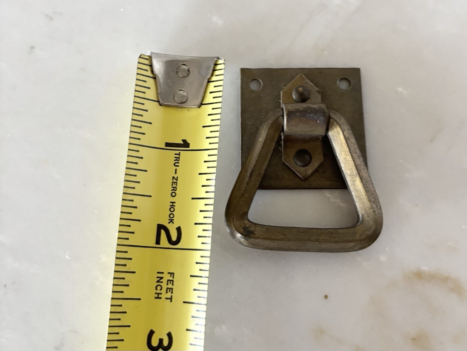 Vintage Antique Mission Arts & Crafts Style Square Brass Ring Drawer Pull