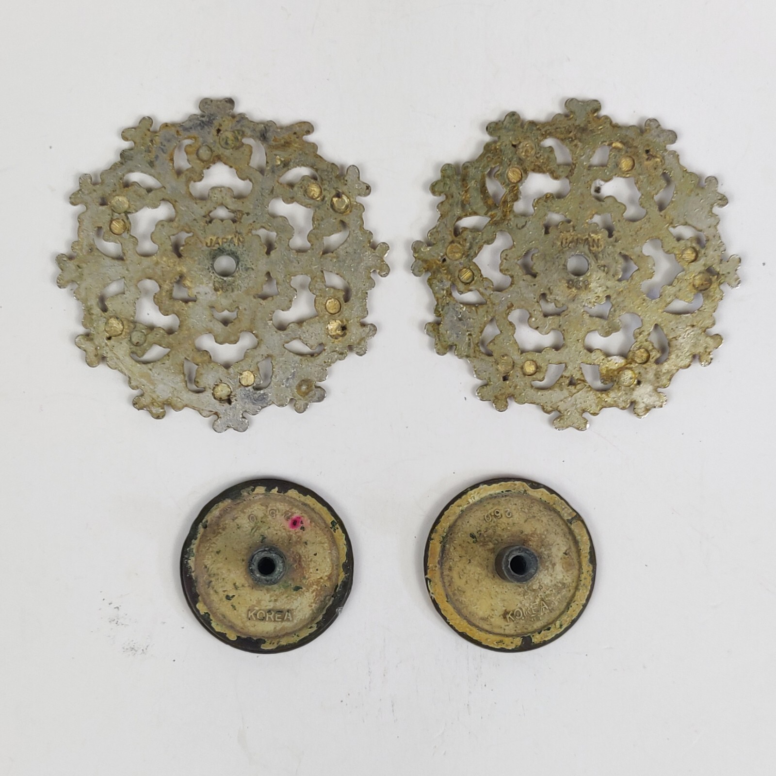 Vtg. Allison Drawer Pull Knob Ornate Backplate Escutcheon Ornate Japan Lot of 2