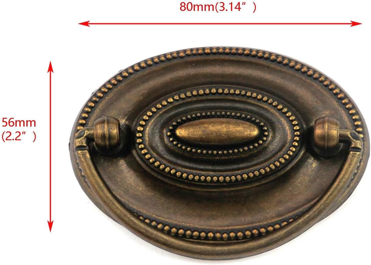 4 Pcs Furniture Dresser Pull, Antique Brass Bail Drawer Pull Oval Drop