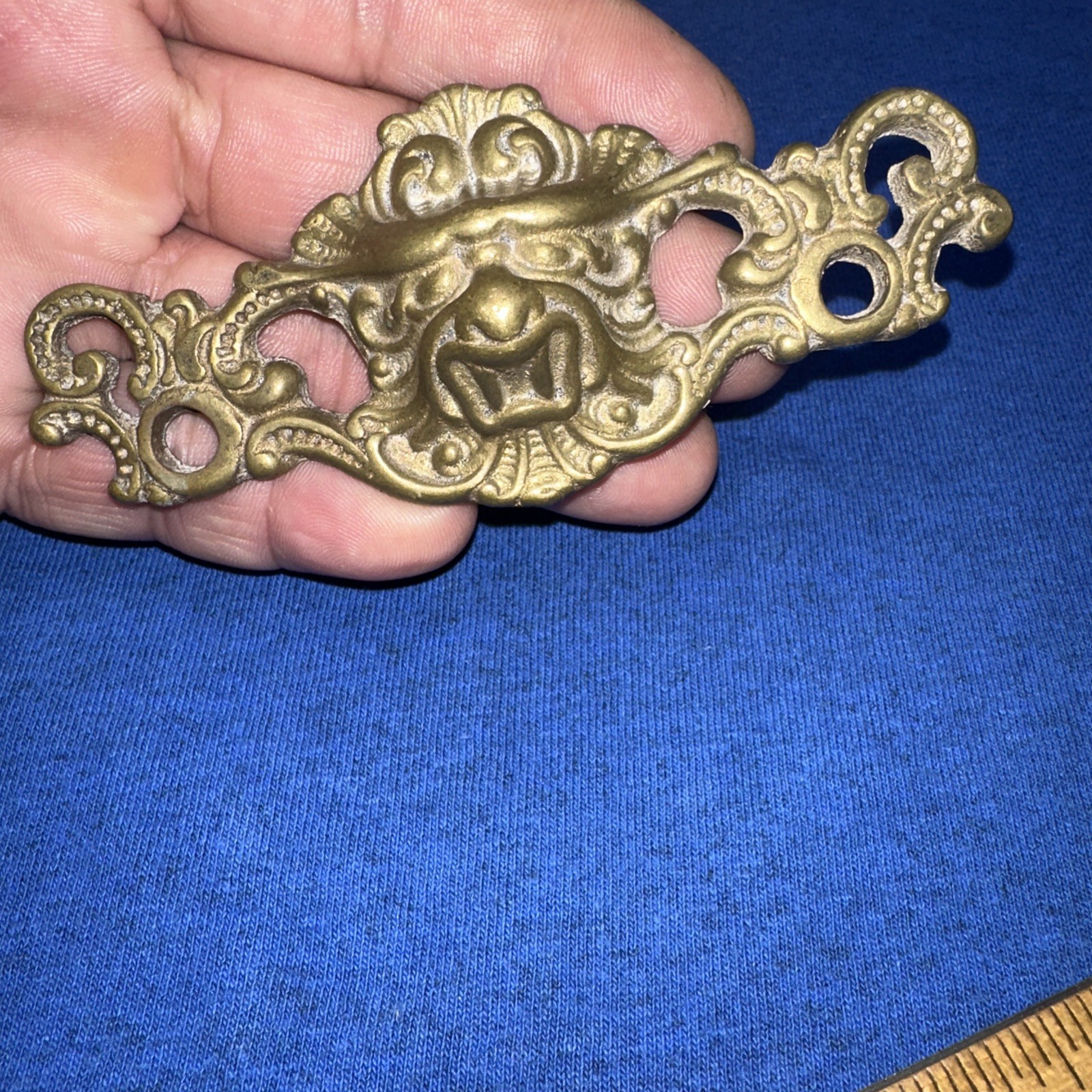 Vintage Brass Drawer Pull, cabinet Handle. Gargoyle Face Rare!! Antique