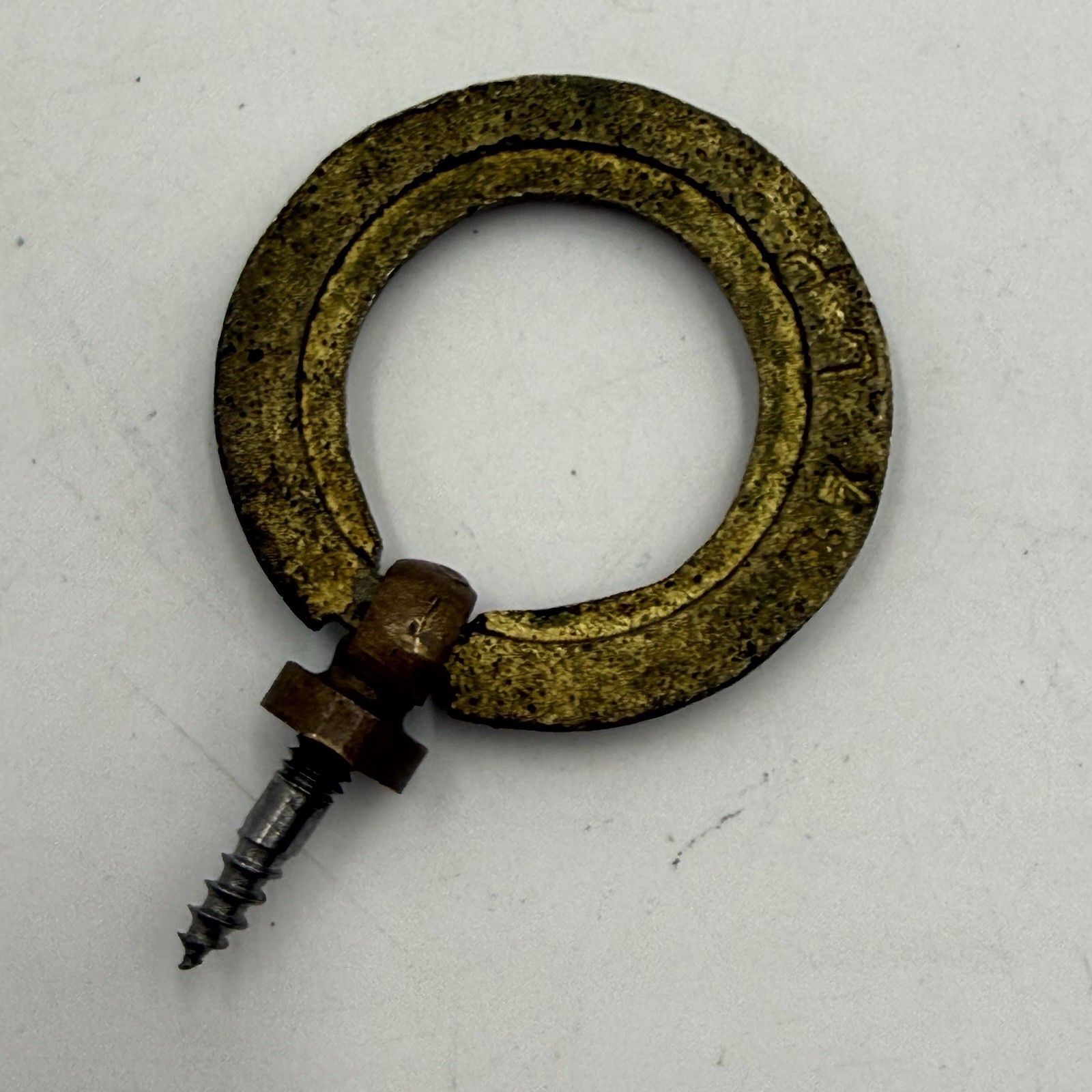 Brass French Victorian Antique Drop Ring Drawer Two Pulls Wreath Laurel Regency