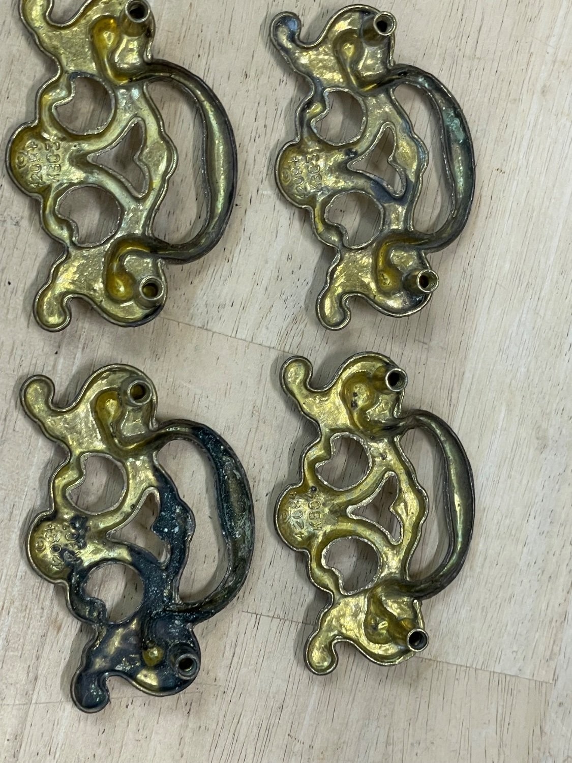 Vintage Keeler Brass Co 42094 Kbc 3 Chippendale Drawer Pulls Set of 4 Center