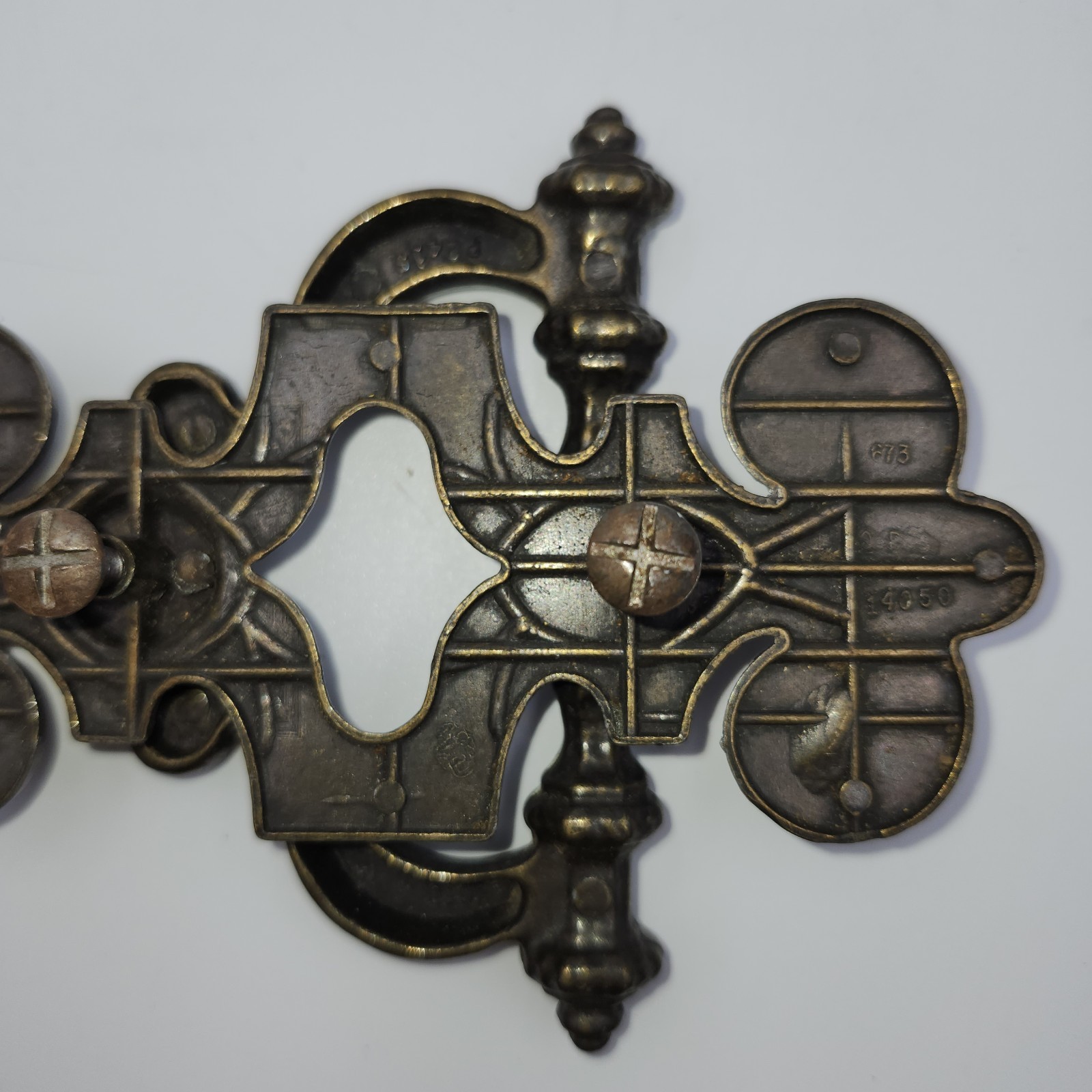 4 Brass Celtic Moorish Drawer Bail Cabinet Door Ring Pull Handle & Backplate