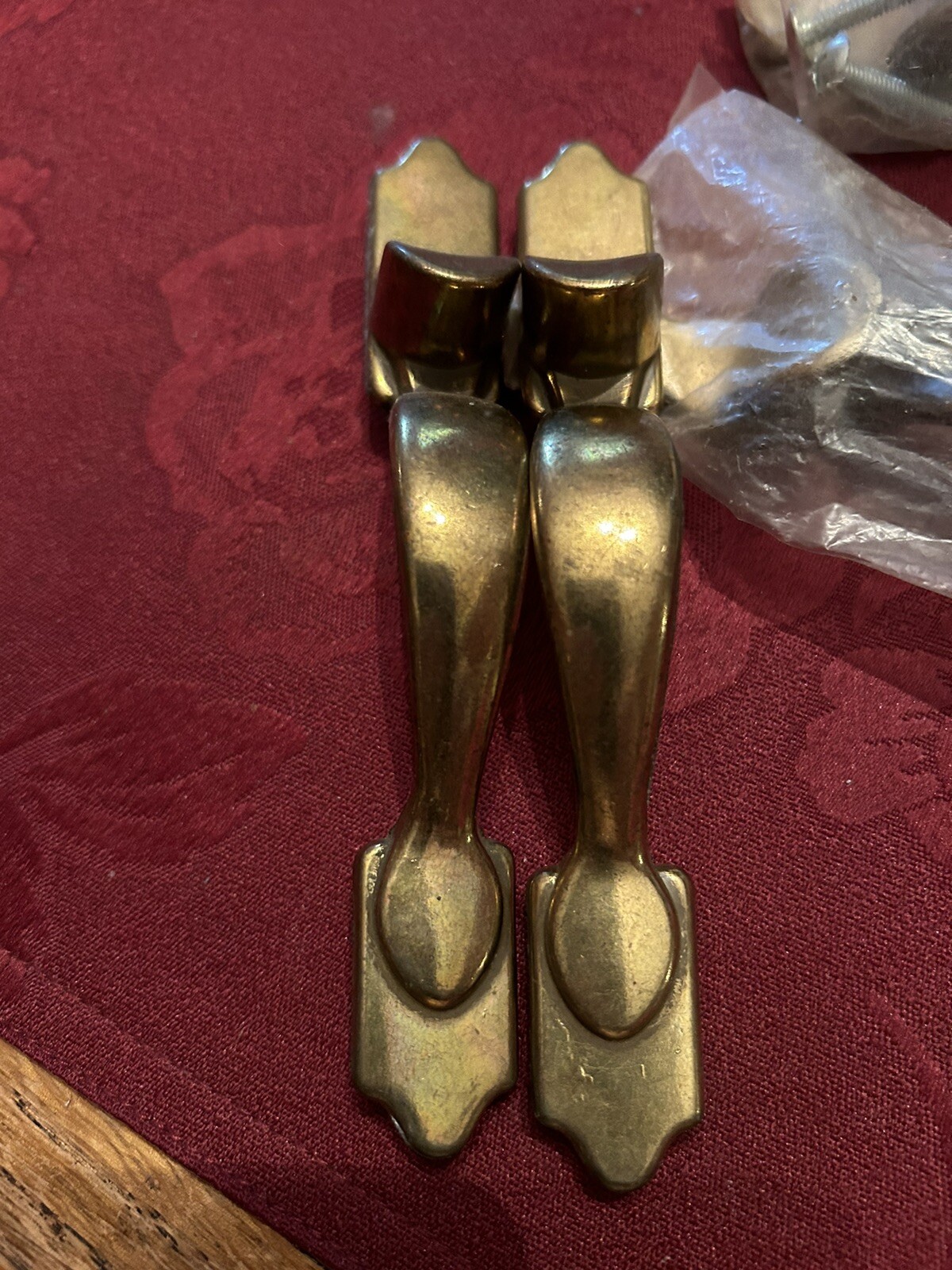 Lot Of 7 Door Pulls With Thumb Grip Brass Look 3 In Pkgs