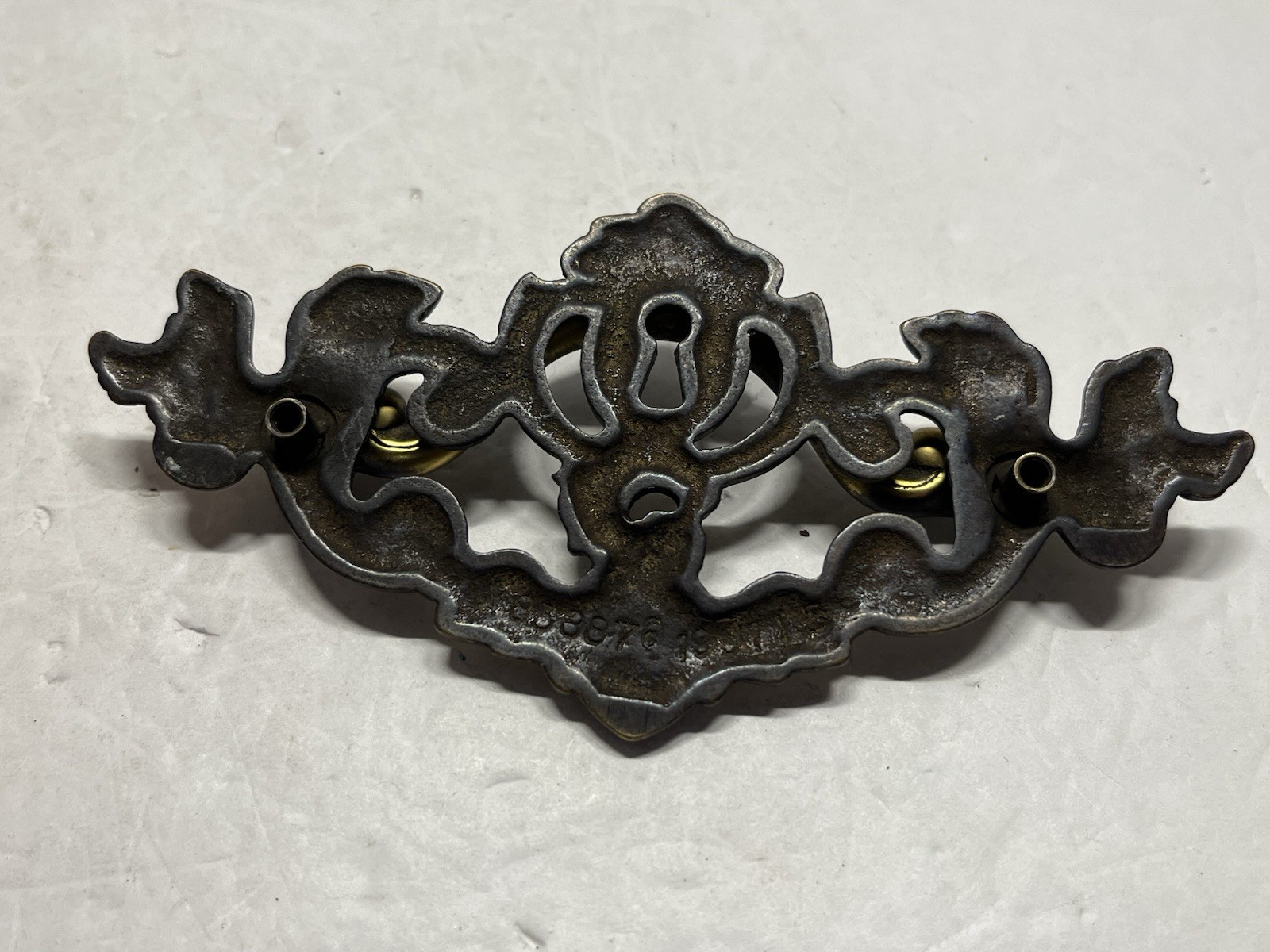 Vintage Lot (2) NOS Heavy Solid Brass Antique Brass Key Hole Drop Bail Pulls