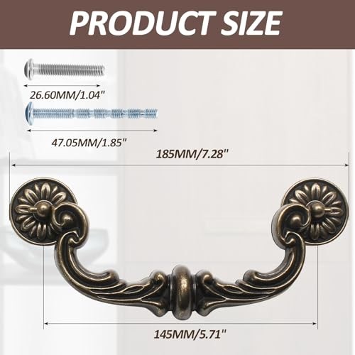 8 Pack Vintage Drawer Pulls 6″ Hole Center Bronze Drop Bail Handles for Cabinets