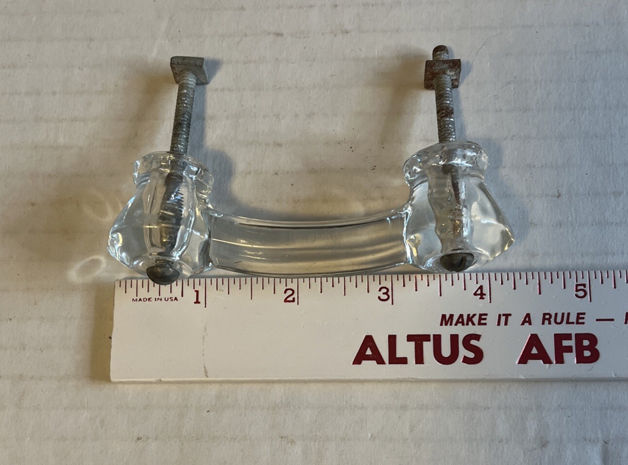 Antique Clear Glass Drawer or Cabinet Handle Pull 4.25″ Handle 3″ Holes Hardware