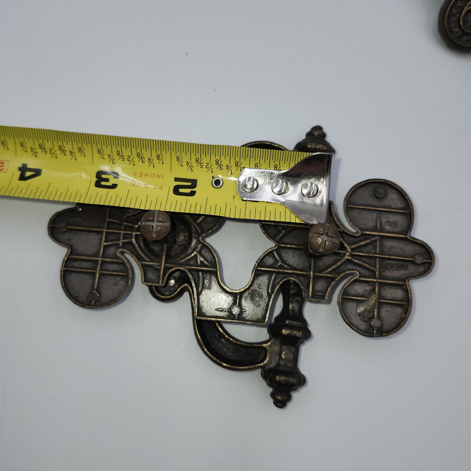 4 Brass Celtic Moorish Drawer Bail Cabinet Door Ring Pull Handle & Backplate