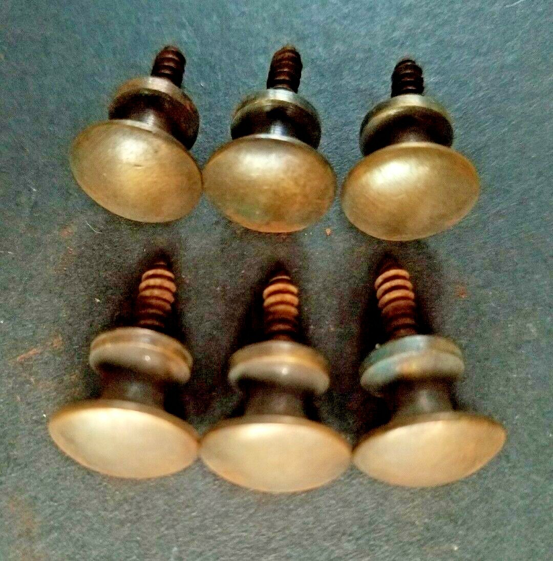 6 Solid Brass VERY SMALL Stacking Barrister Bookcase 7/16″ Knobs drawer Pulls #K