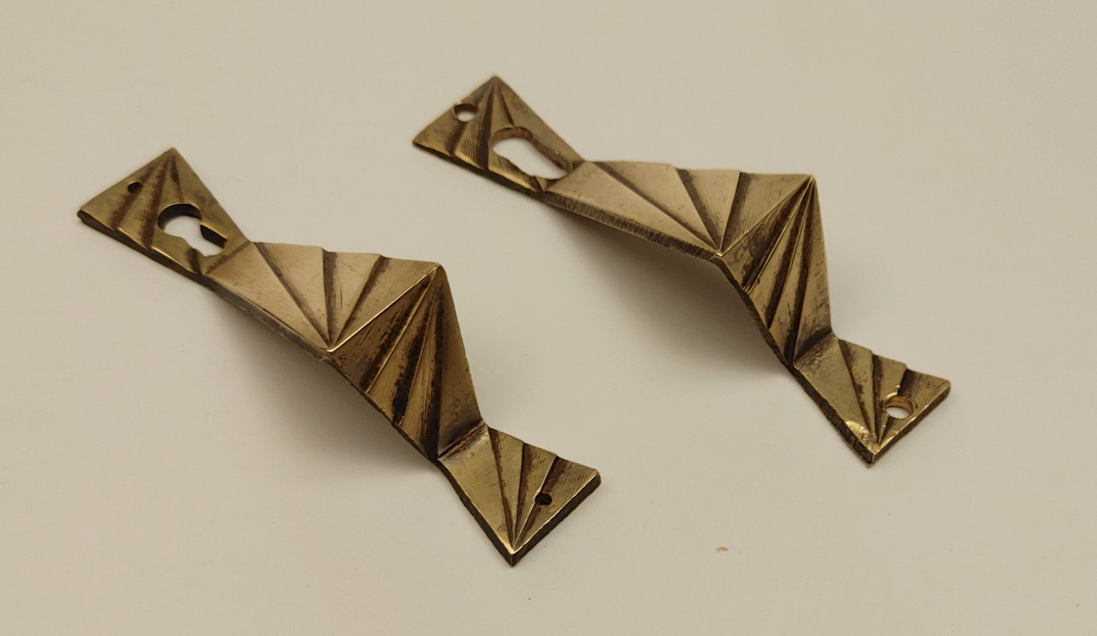 Antique Art Deco Brass Knob Drawer Pull Handle Pulls Knobs Handles Geometric