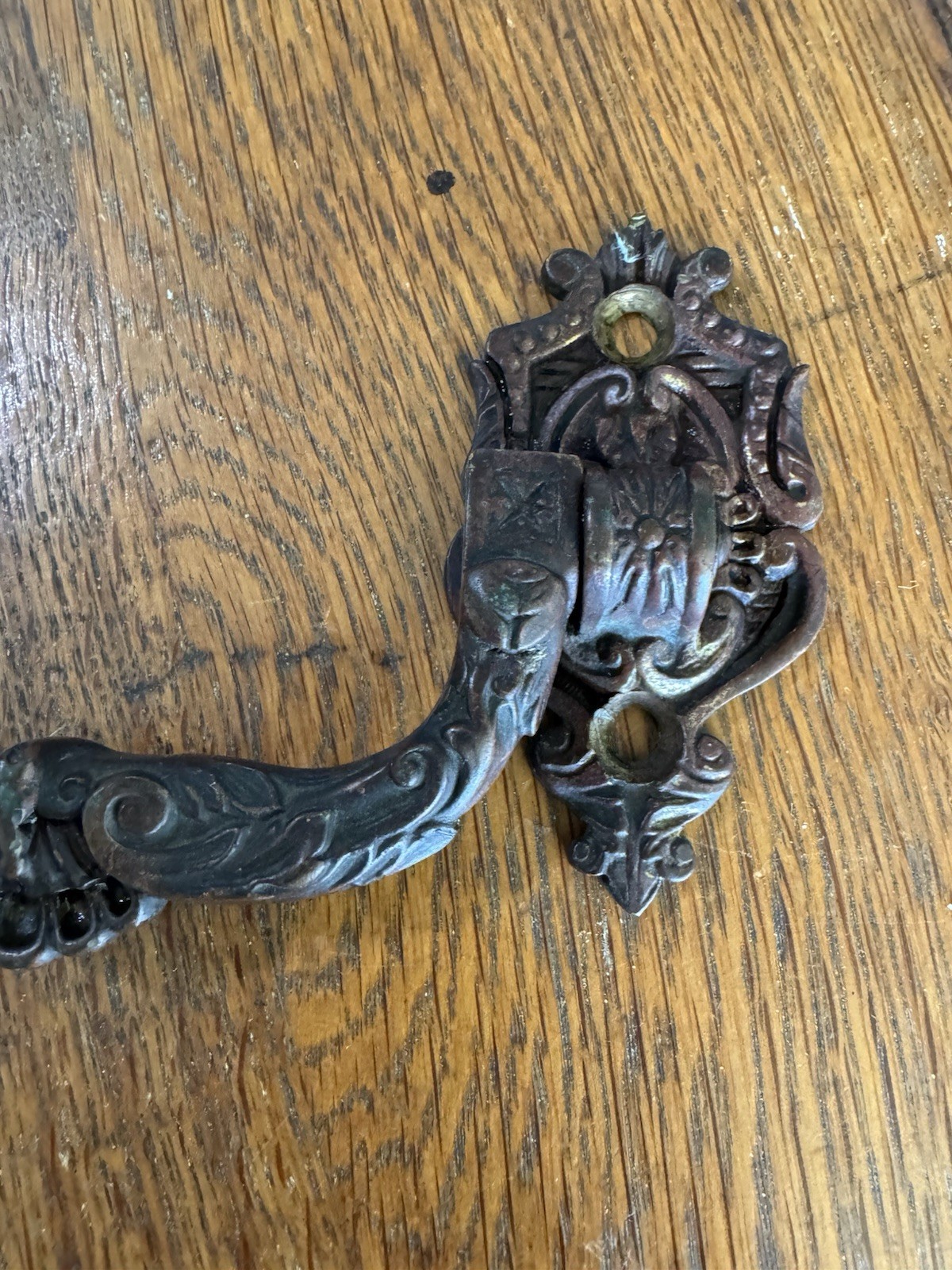 Antique French Drawer Pull L. PINET Brass Drawer Handle