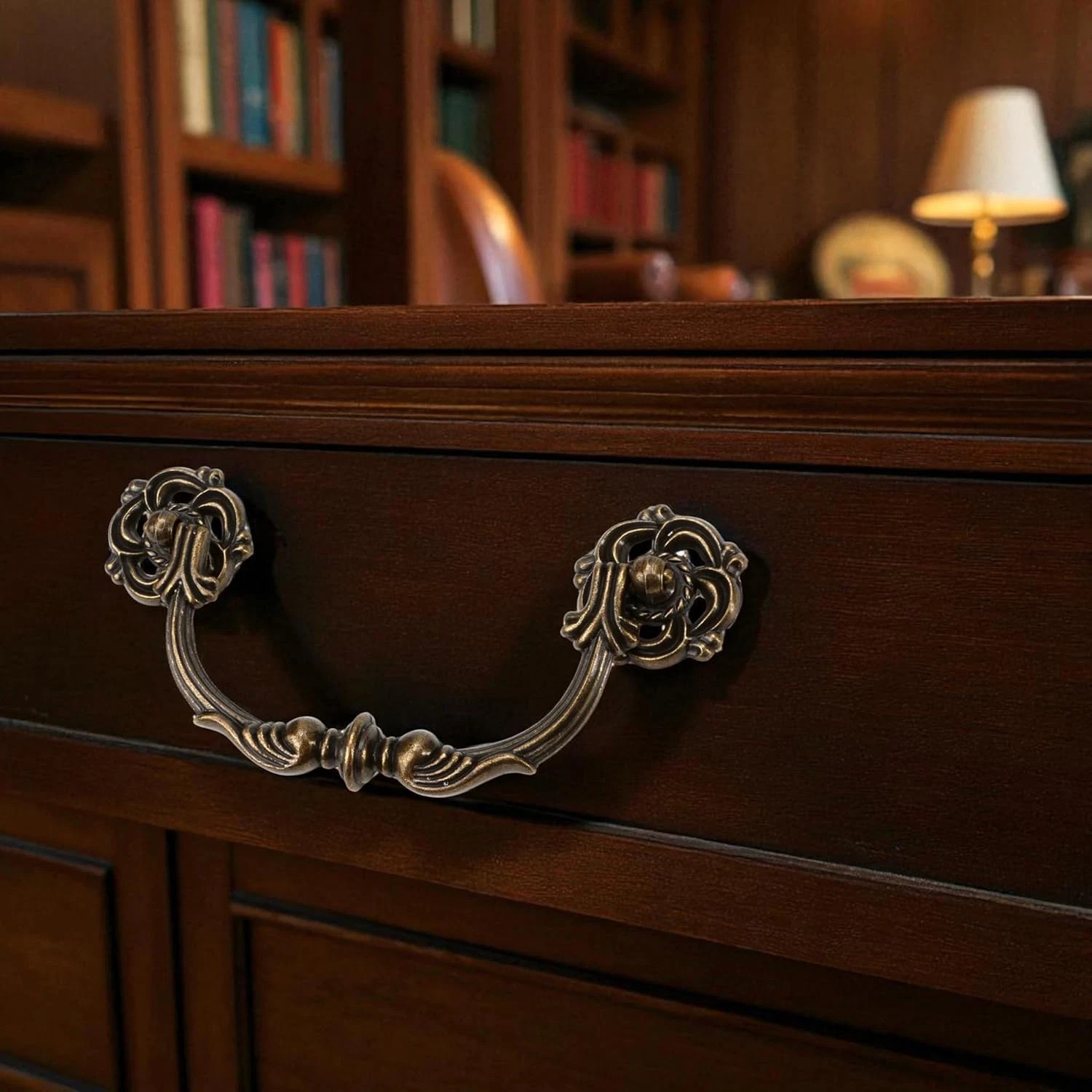 4-Pack 4.5″ C-C Antique Brass Drawer Pulls – Vintage Style Drop Bail Dresser Han
