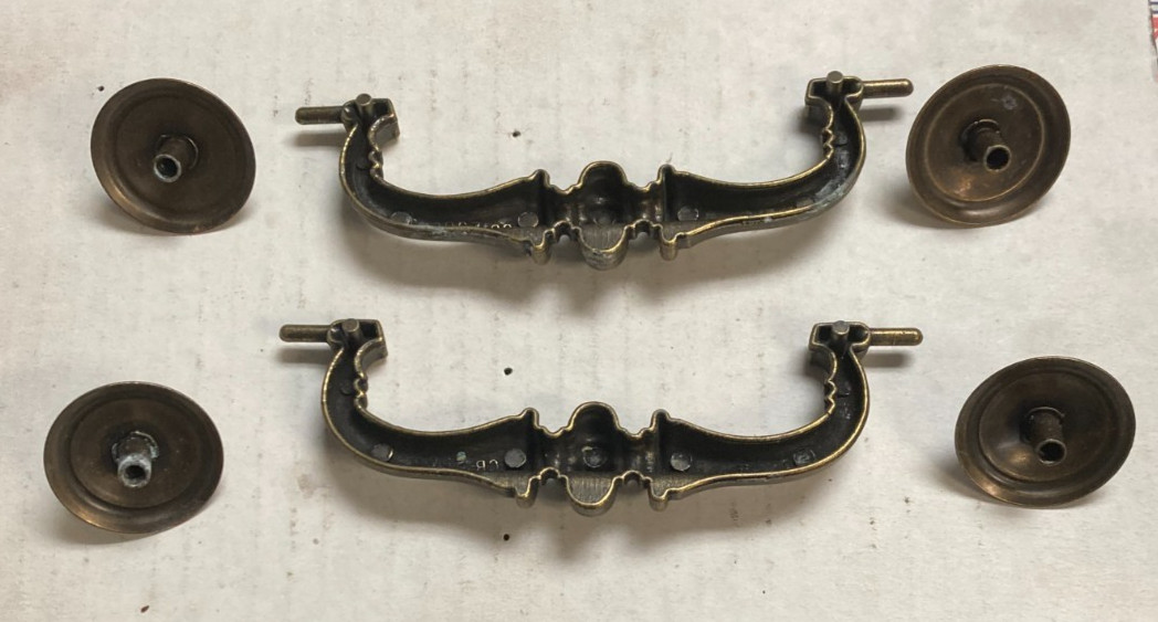 Pair 4.5″ C-C CB-2568 Antique brass Drop Bail Dresser Drawer Pulls