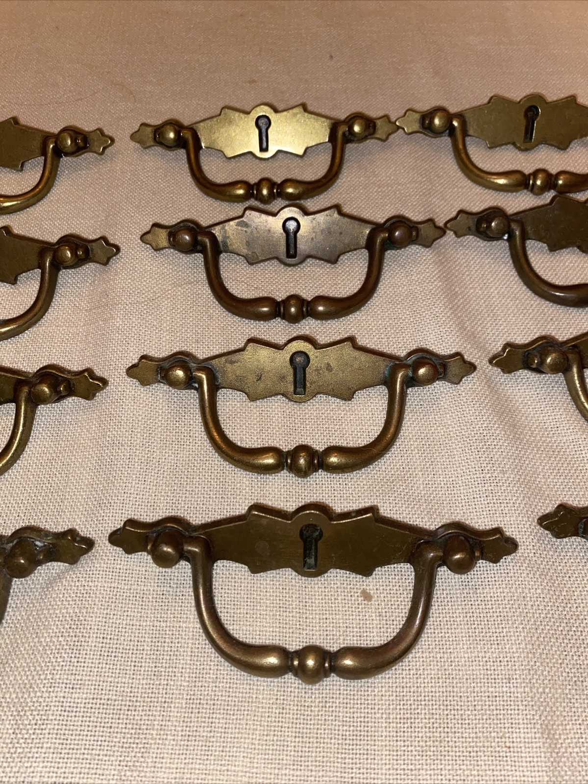 Amerock 314 Vintage Dark Brass Handle Faux Keyhole Drawer Pulls (15) 3” Center