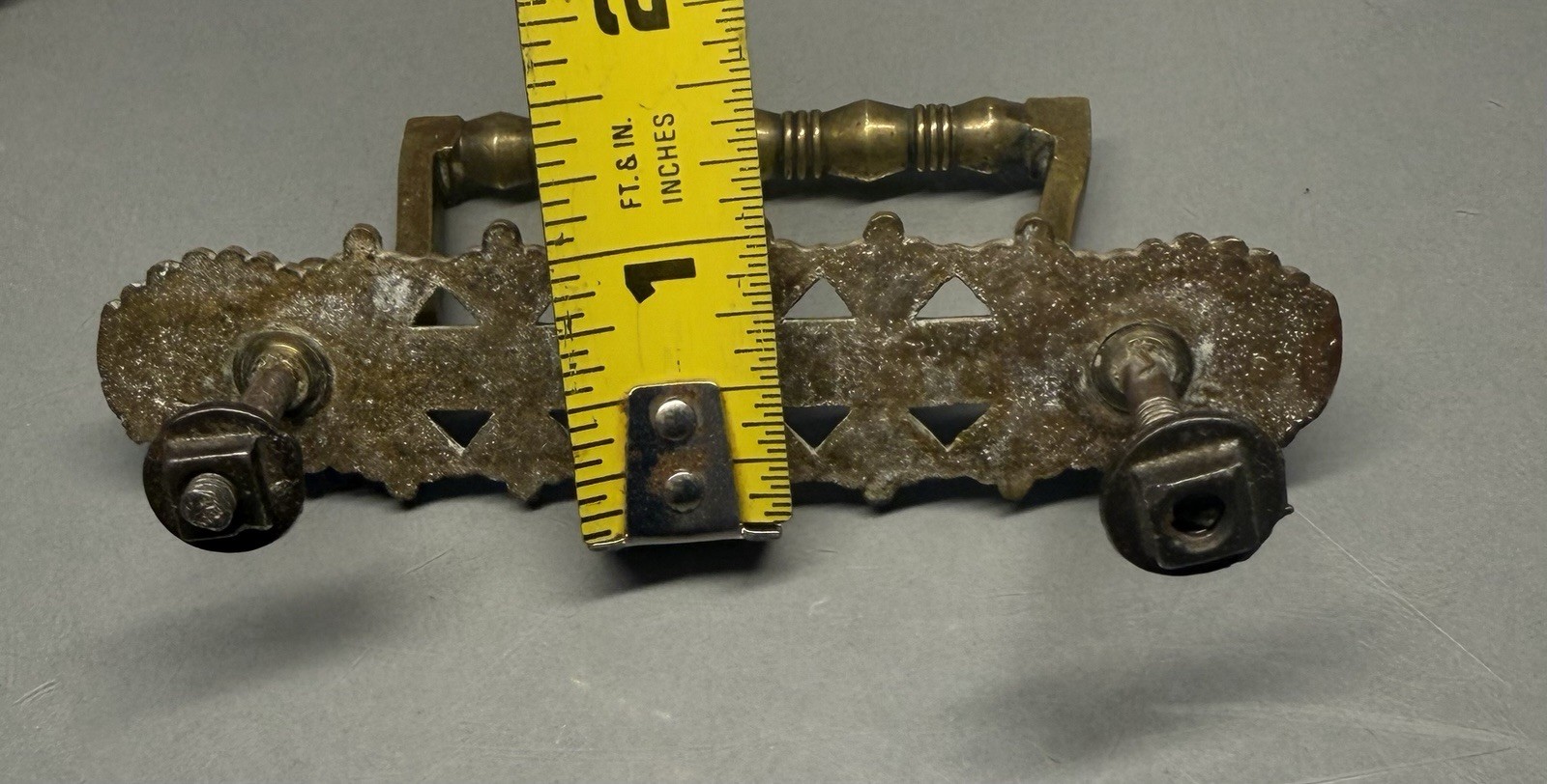 Antique Vintage Drawer Pulls With Pull Handle Ornate Brass Pair