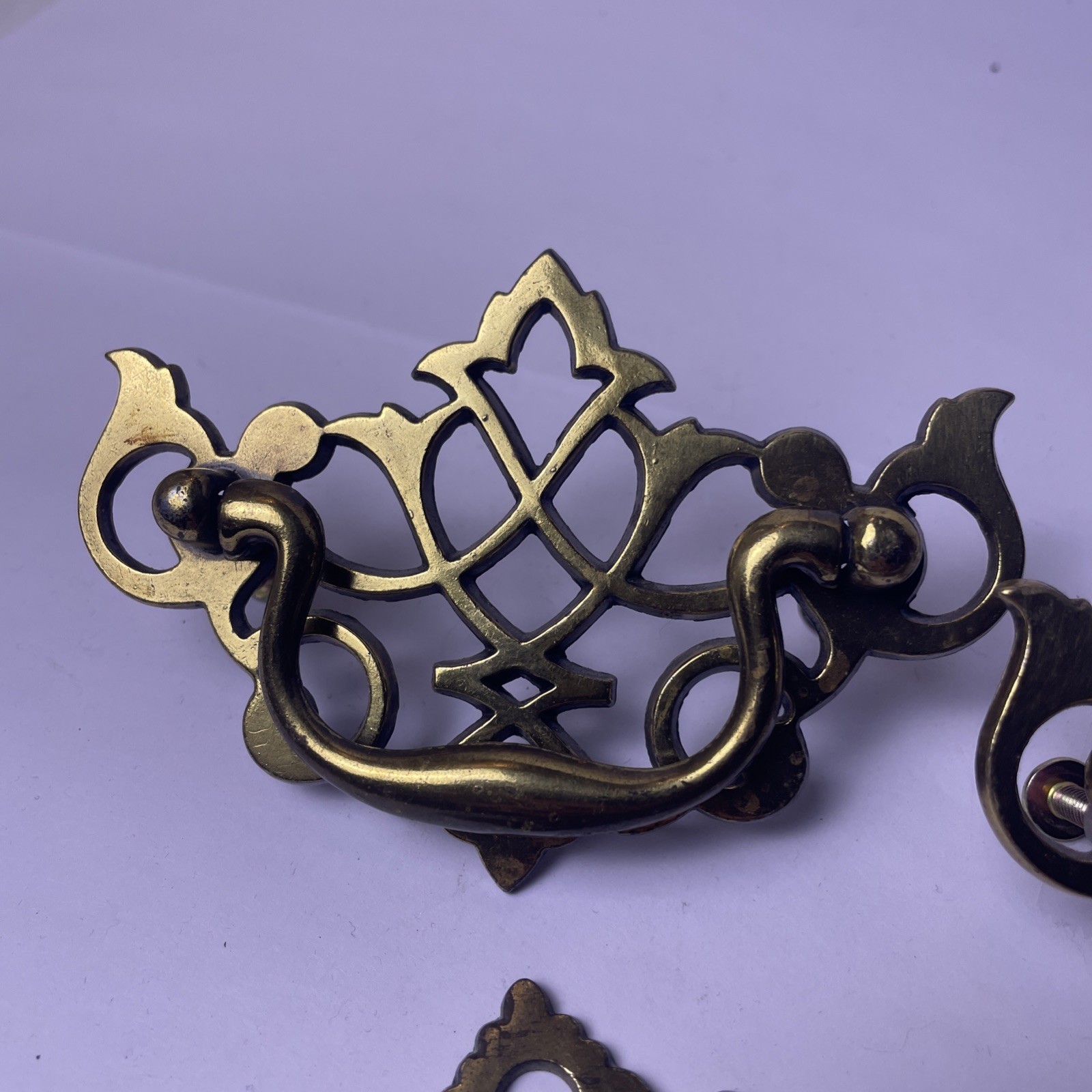 Vintage Keeler Brass Drawer Pull Drop Bail Handle Chippendale – KBC1 – Lot Of 3