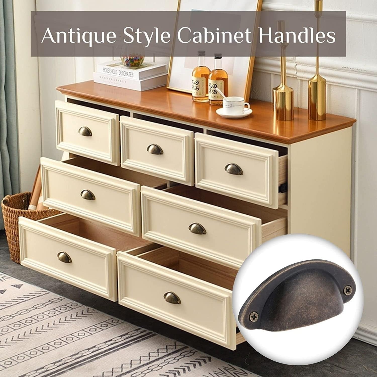 10PCS Elegant Antique Bronze Drawer Pulls – Shell Knobs for Cabinets & Dressers