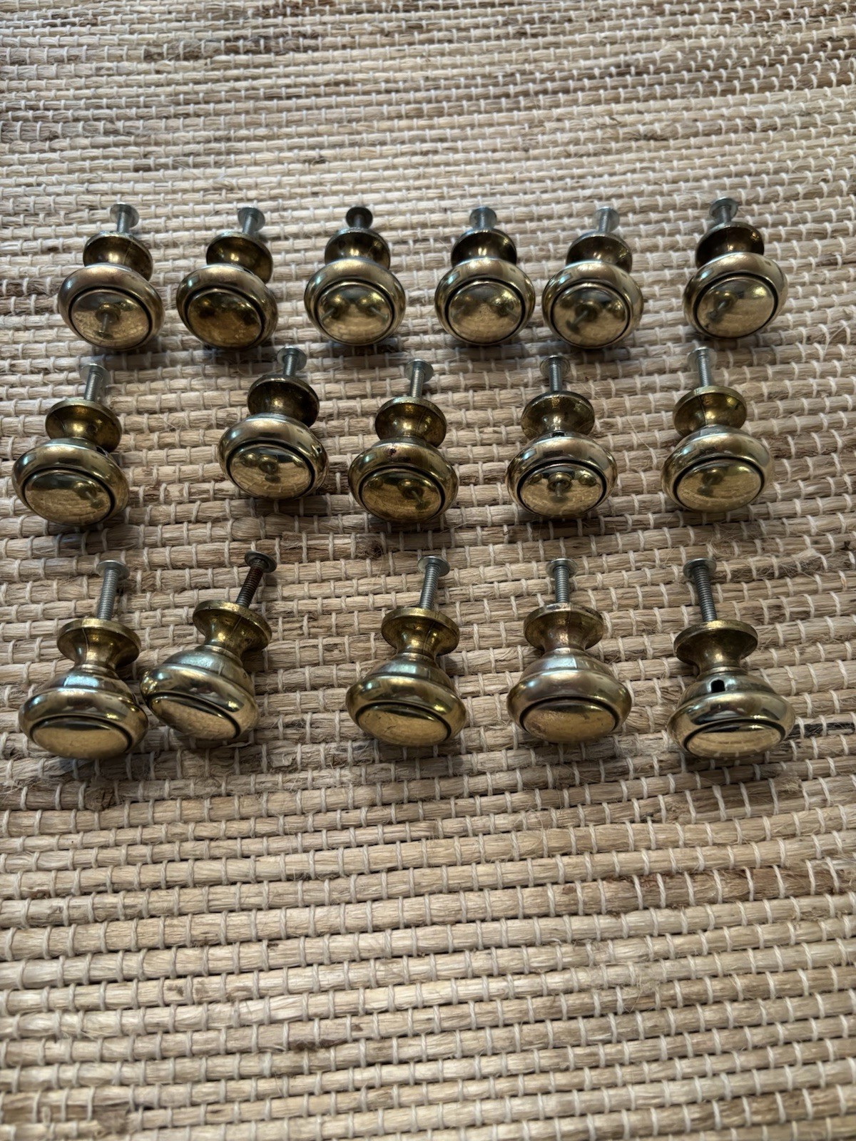 1970s Brass Finish Cabinet Knob 1 1/4” Round Mushroom Drawer Pull (Set of 2)