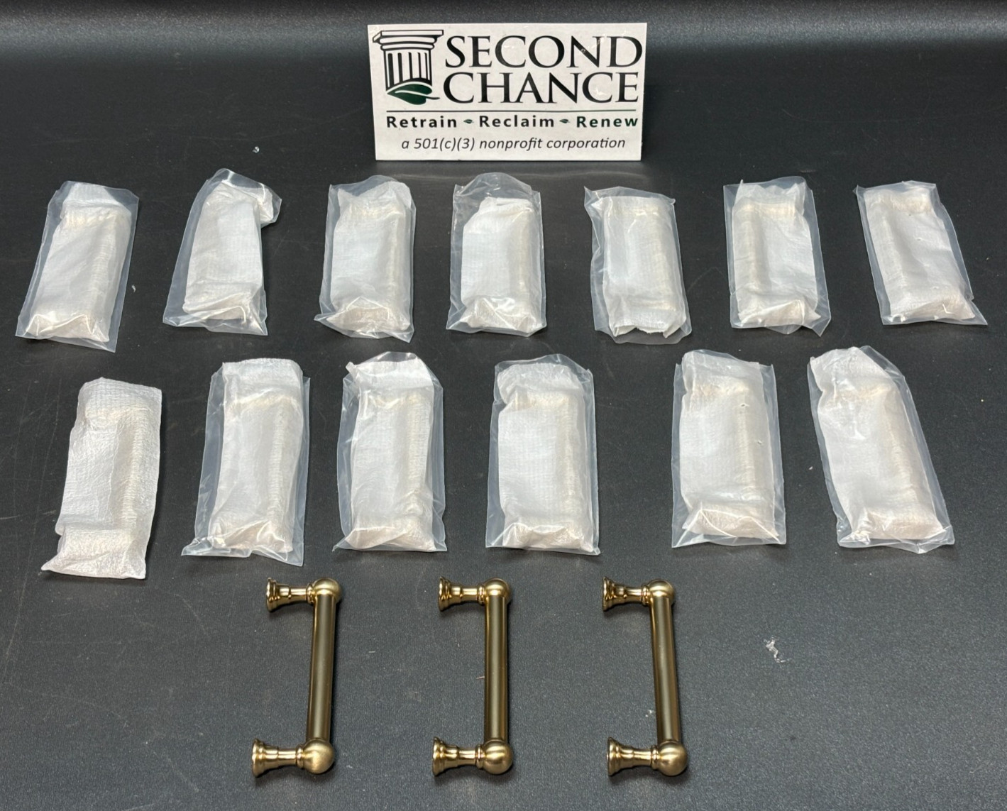 khtumeware 16 Pack Brushed Brass Cabinet Pulls 3-1/2 Inch(89MM)