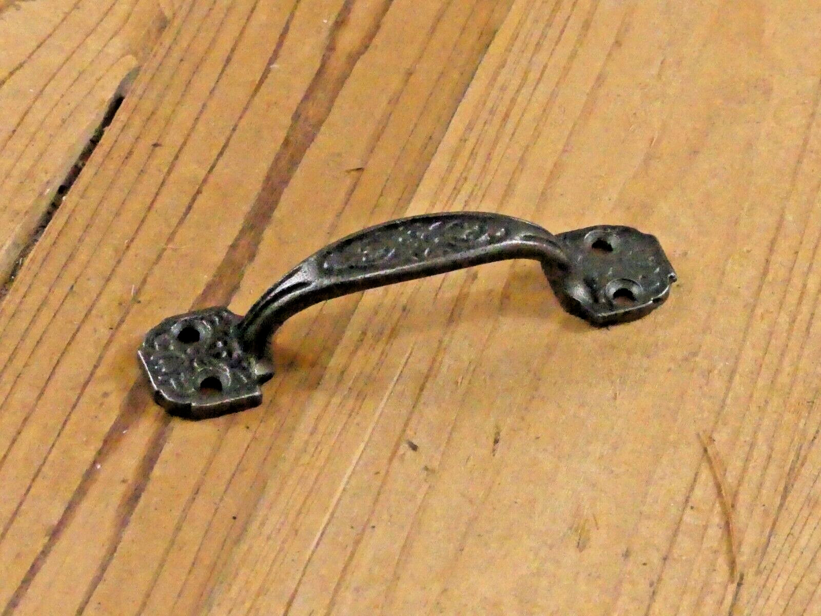 10 Small Drawer Pulls 4 1/4″ Window Antique Vintage Style Ornate Cast Iron Grasp