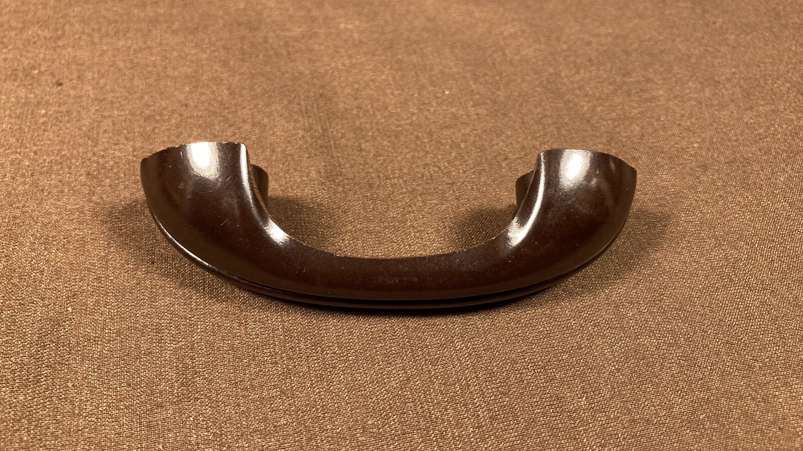 Vintage Small Bakelite Dark Brown Door Drawer Pull Handle Ribbed Arch Art Deco
