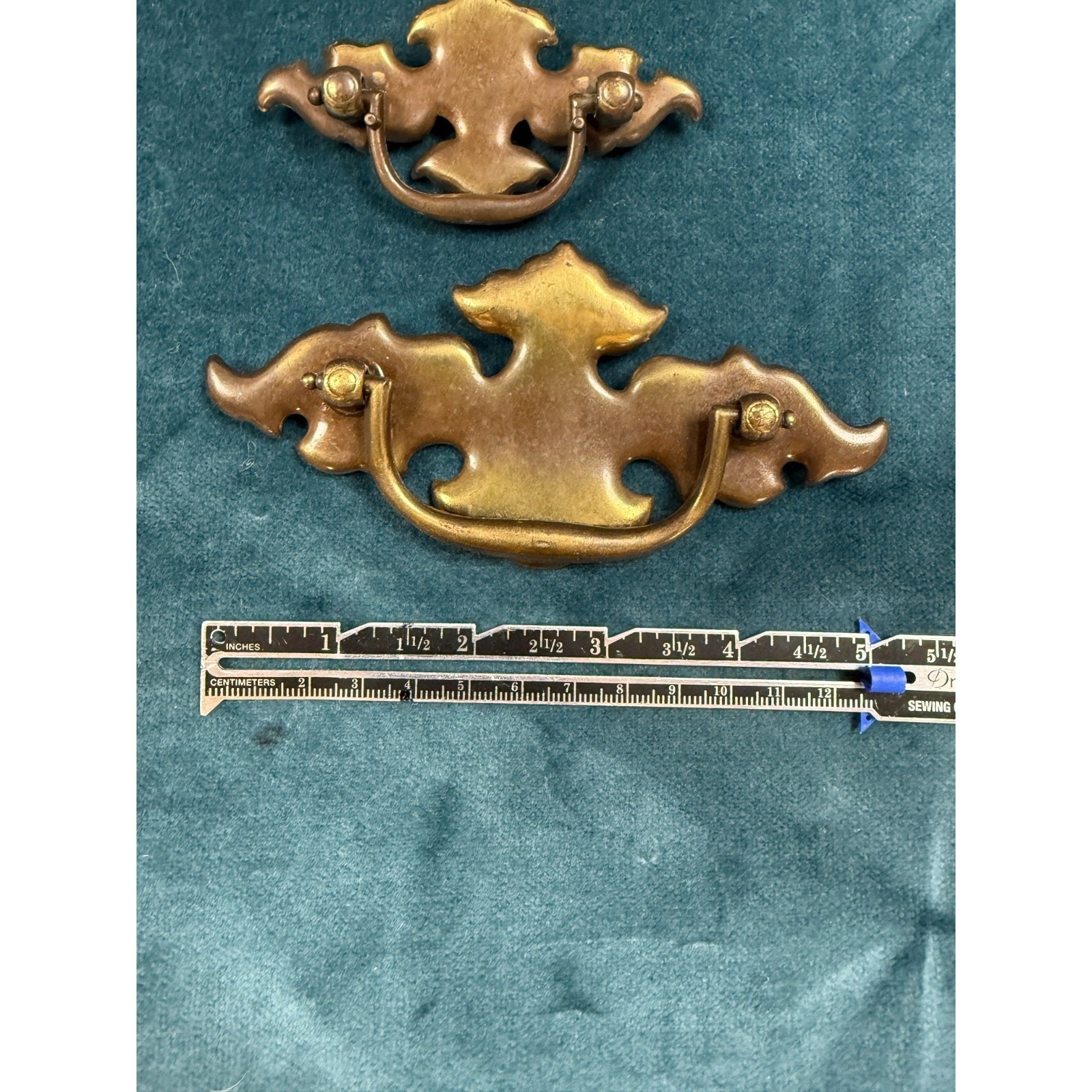 Vintage Brass Drawer Pulls Ornate Bail Handles Dresser Hardware Set of 6