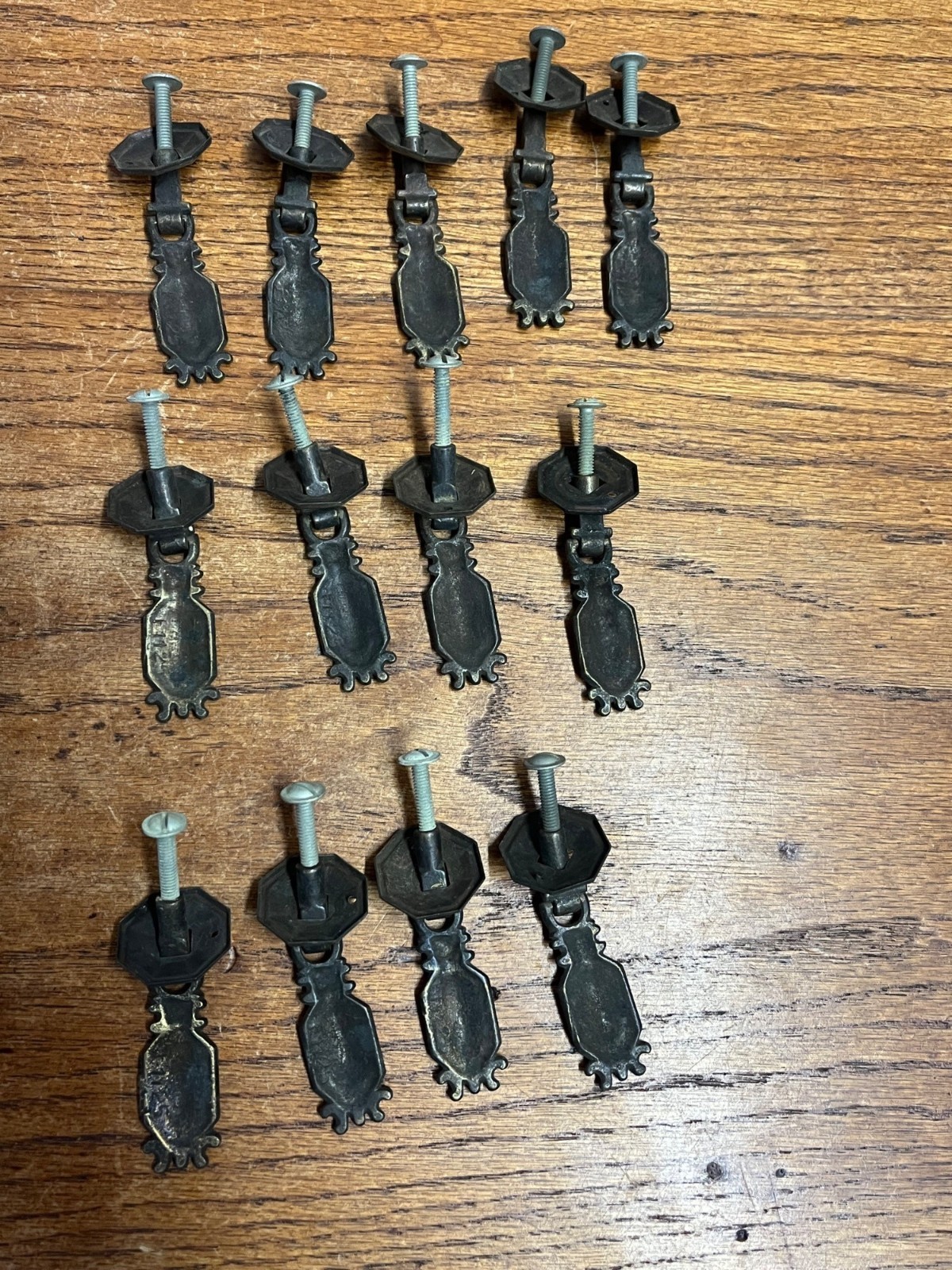 13 Vintage Art Deco Waterfall Dresser Drawer Pulls Brass Furniture Hardware