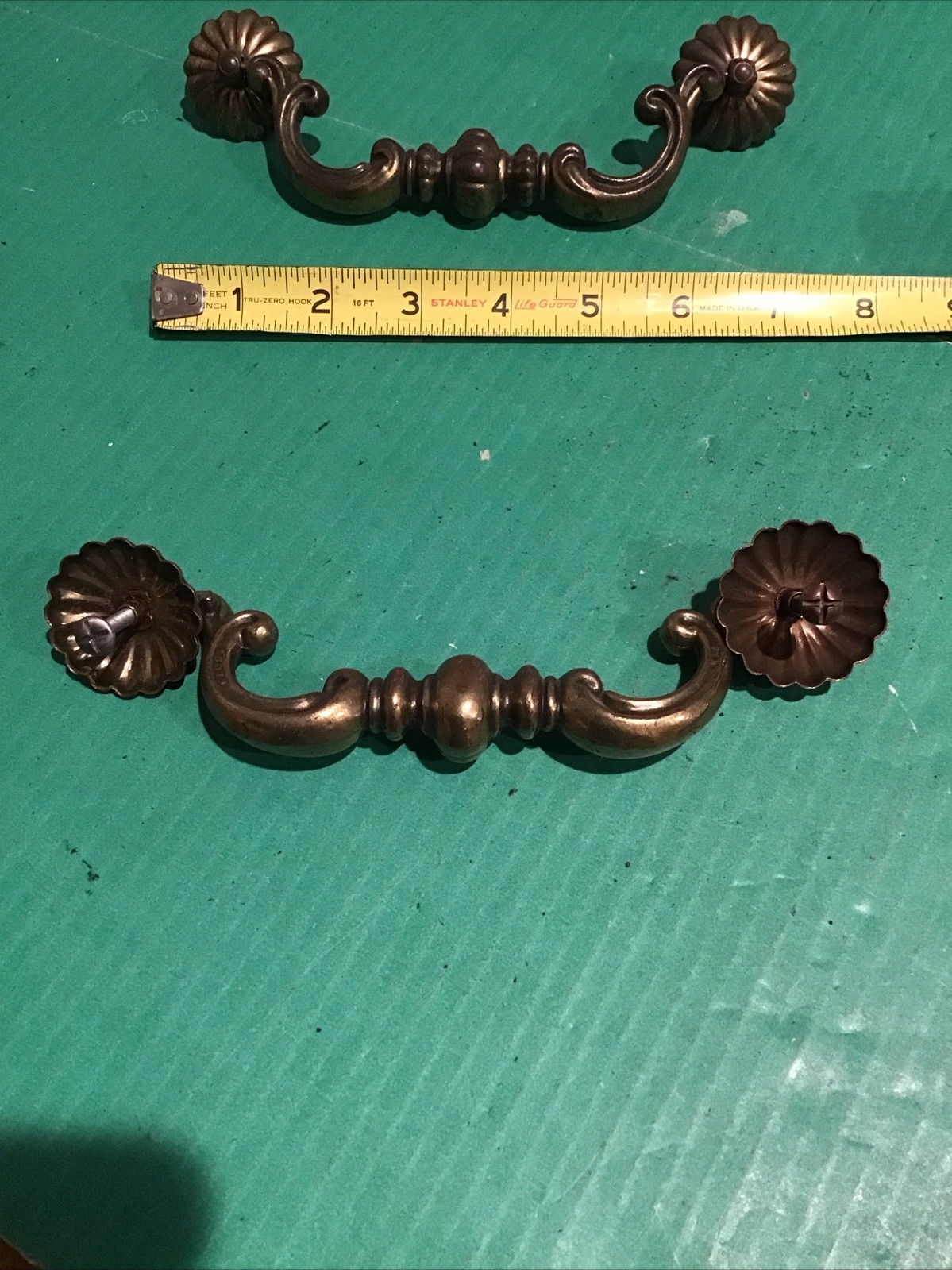 (2) Vintage KBC Drop Bail N5073 Medieval Heavy Brass 6″ COC Pull Handle Dresser