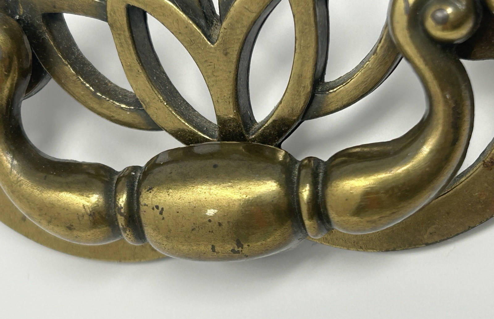 Vintage Chippendale Lotus Style Brass Drawer Pull Bail Handle Gold Traditional