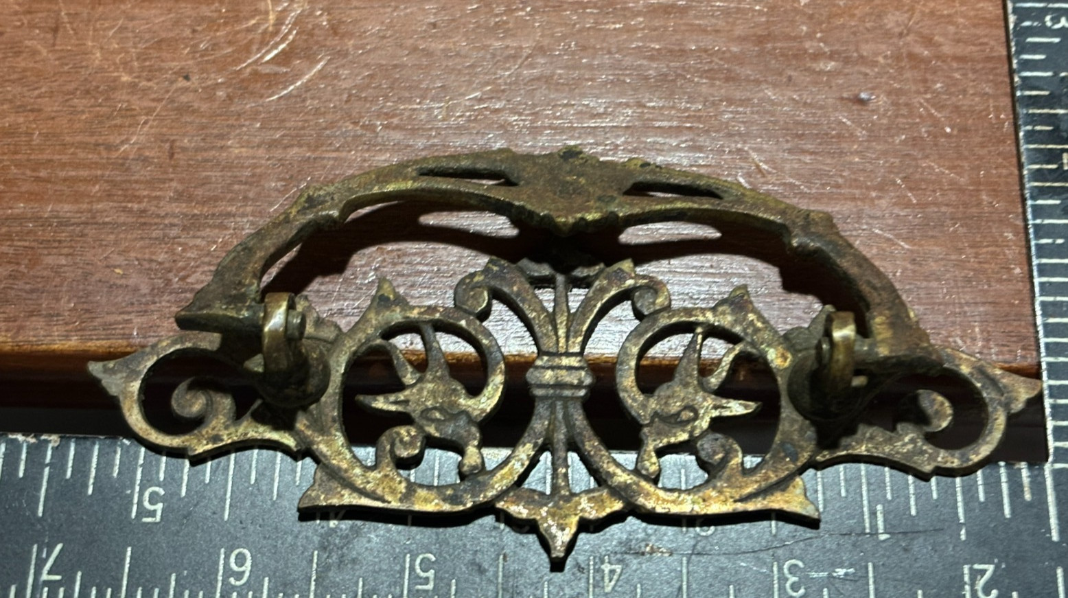 Vintage Antique Ornate Fancy Drop Bail Drawer Pull. 3 inch CTC