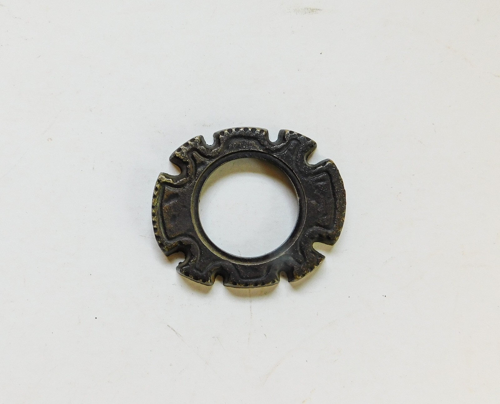 Vintage Cast Brass Round Door Knob Back Plate Ornate Backplate