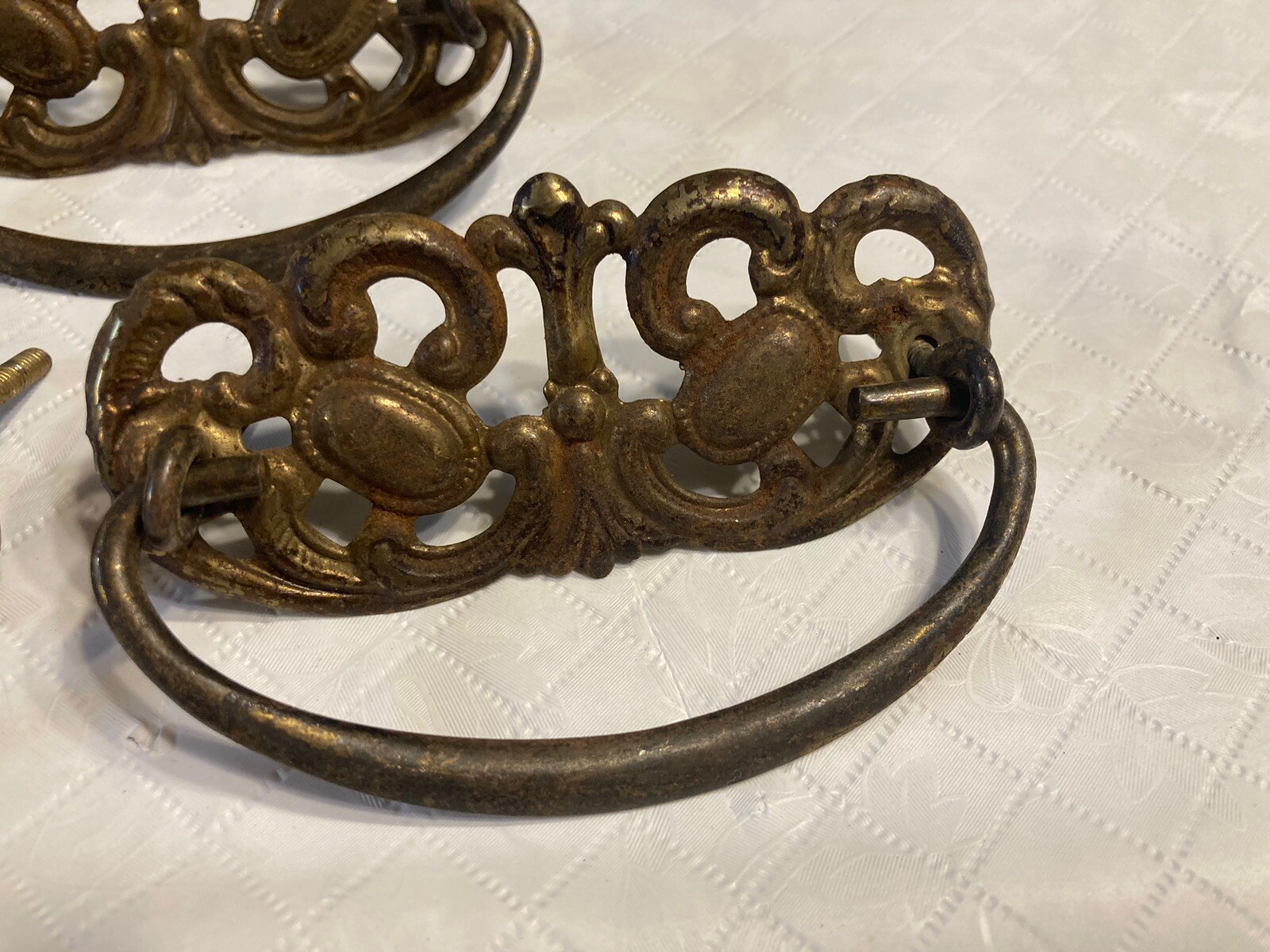 Lot 7 Antique Bail Drop Drawer Pulls Plus Parts