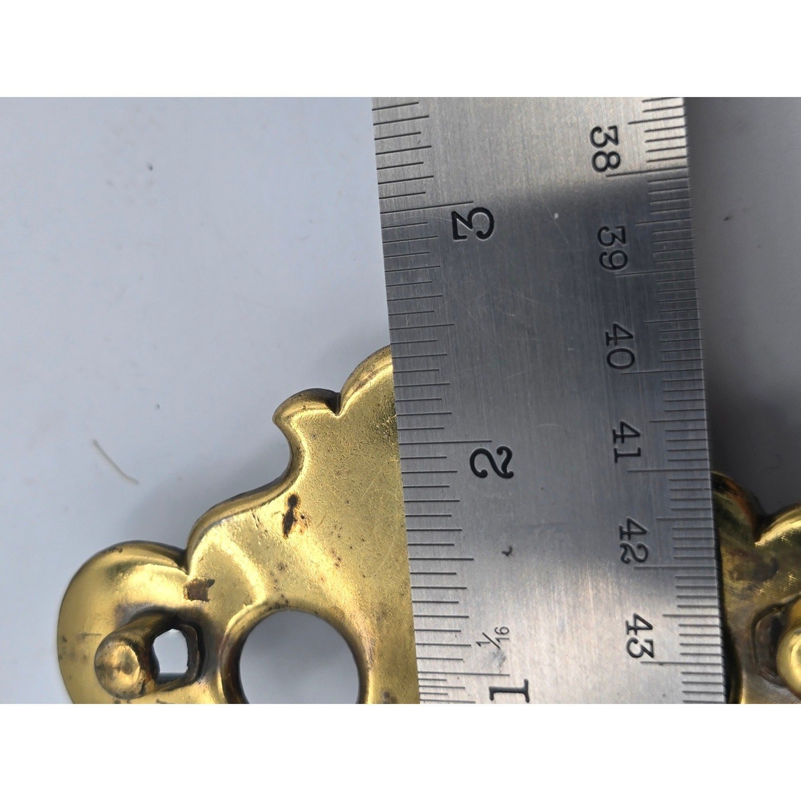 Vintage Brass Batwing Chippendale Drawer Pull Backplates Set of 3 Furniture