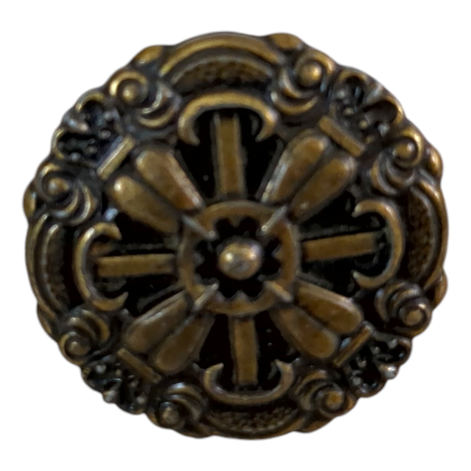 VTG Hyer Ornate Brass Cabinet Door Plate Knob Lrg Hollywood Regency Mid Century