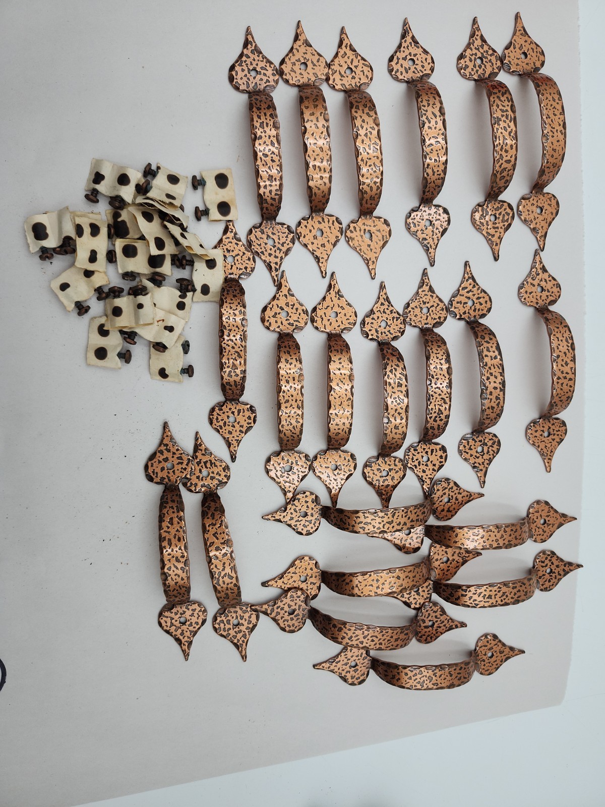 NEW NOS 21 Vintage 3.5 in. center hammered Copper Ajax drawer pulls drawer