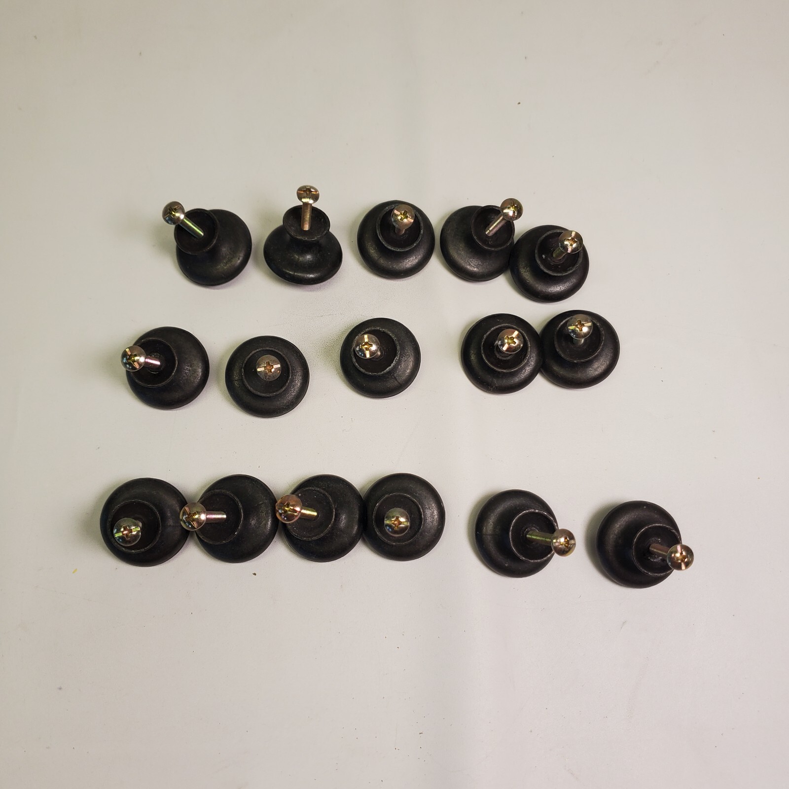 Lot of 16 Vintage Round Floral Star Drawer Cabinet Pull Knobs Brass With Screws