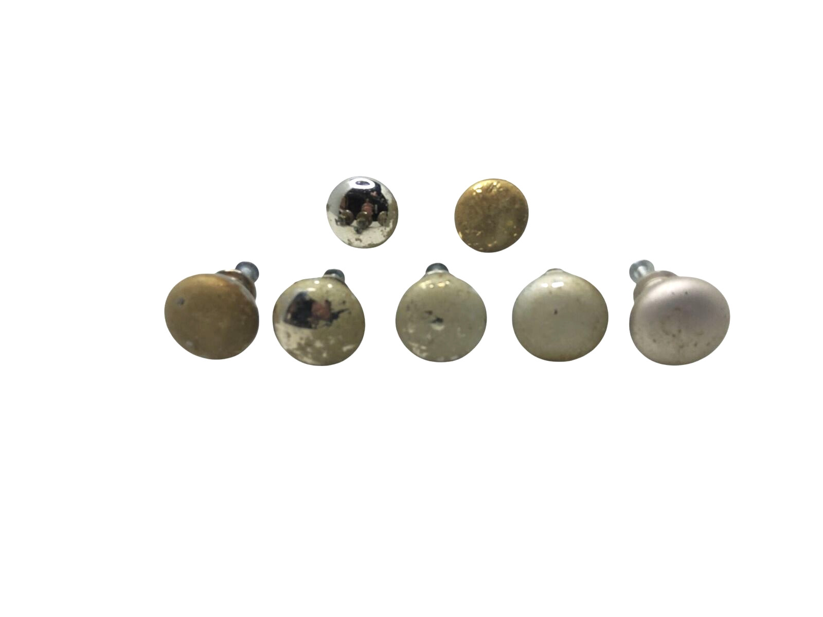 Set Of 7 Vintage Brass & Nickel Drawer Pulls With Patina