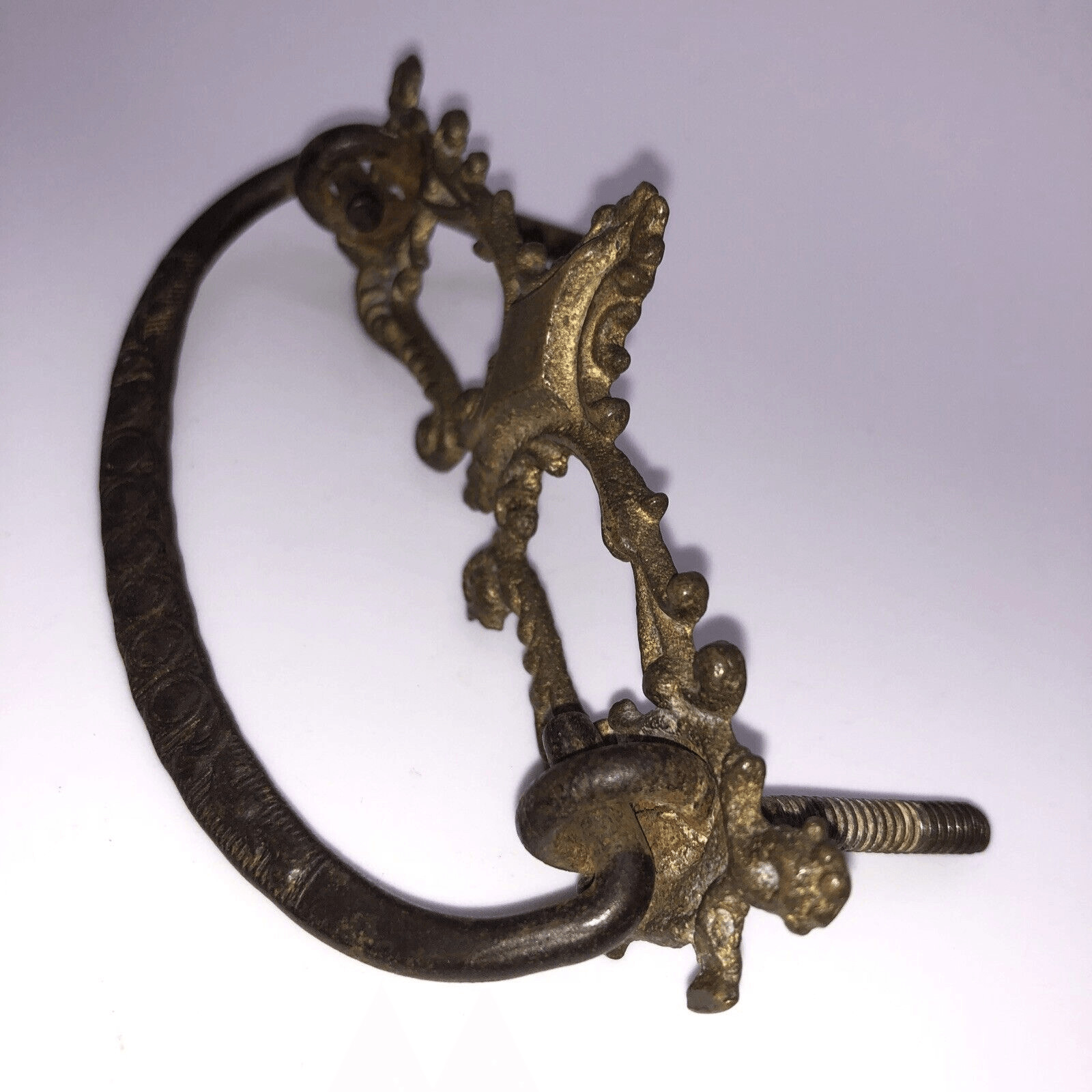 Vintage Ornate Brass Drawer Pull Bail Drop Hardware Furniture Restoration