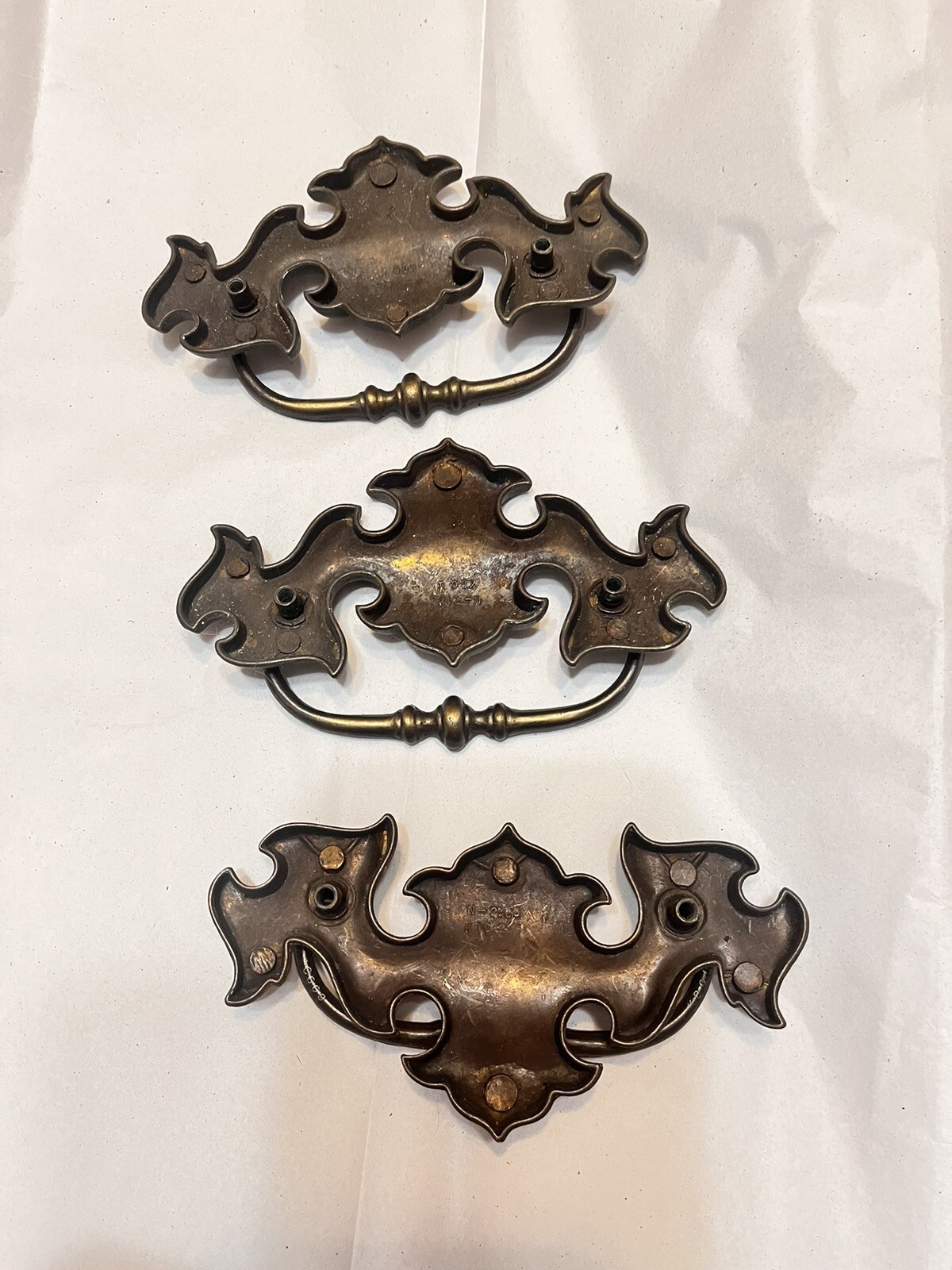 3 Keller Brass Co N-2469 Drawer Pulls Handles. 5″ x 2-1/2″. Holes 3″ apart.