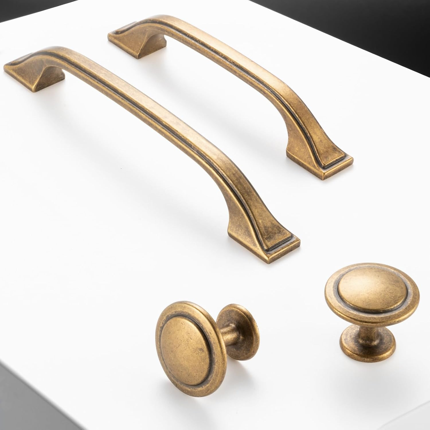 10 Pack Antique Brass Cabinet Pulls 3 Inch Vintage Brass Cabinet Handles Antique