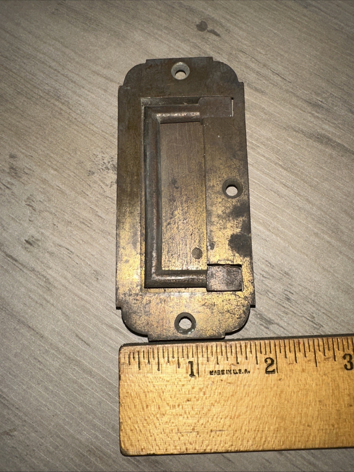 Campaign Dresser Drawer Pull Brass Inset Vintage Replacement Handle Reclaimed