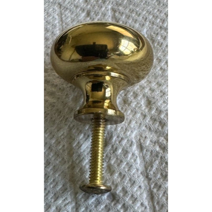 Solid Brass 1 1/4″ Polished Mushroom Shaped Drawer Pull with Screw
