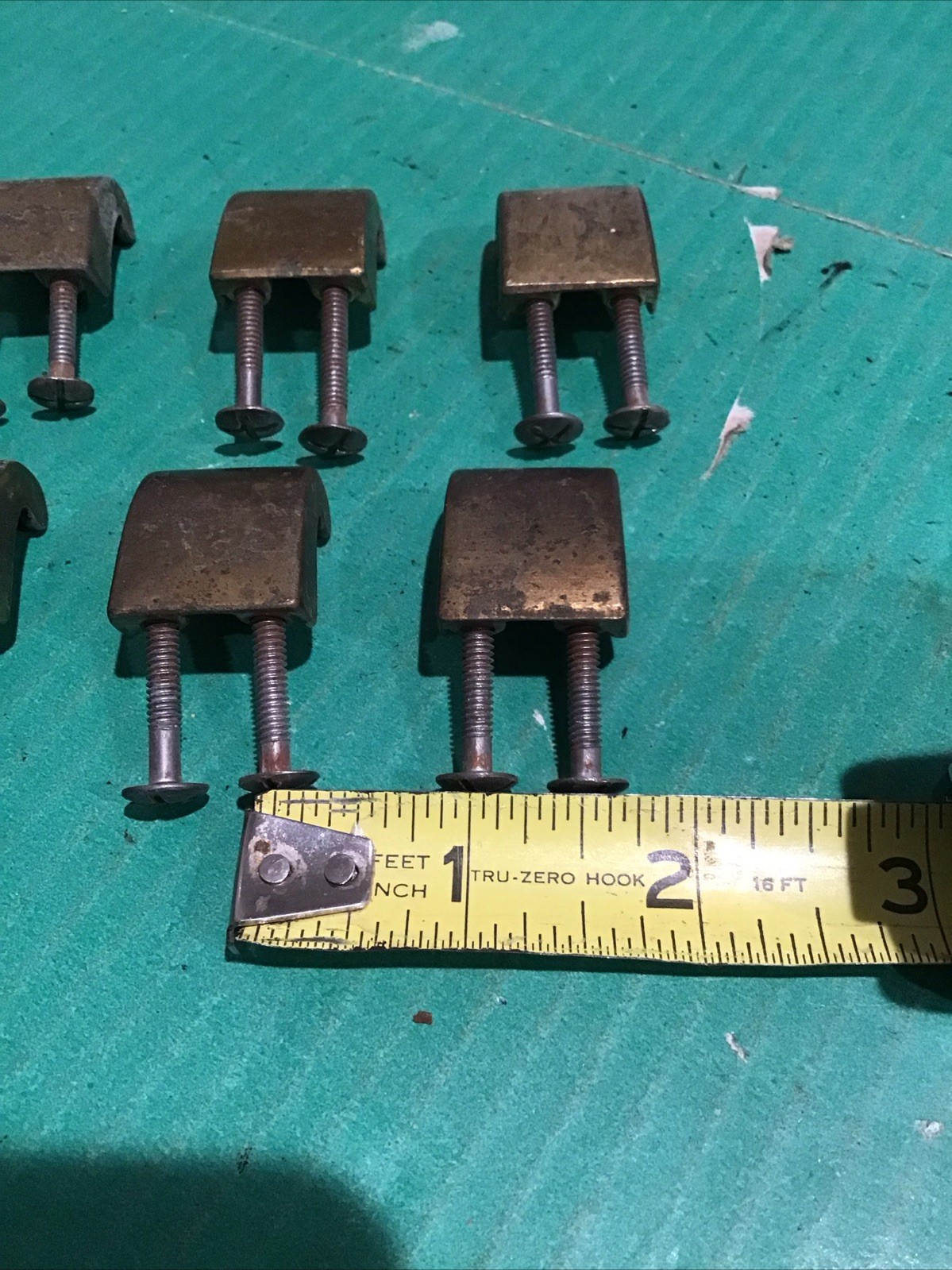 6 Pcs MCM Vintage Keeler Brass K-7888 Ring Finger Pulls Handles Cabinet Drawer